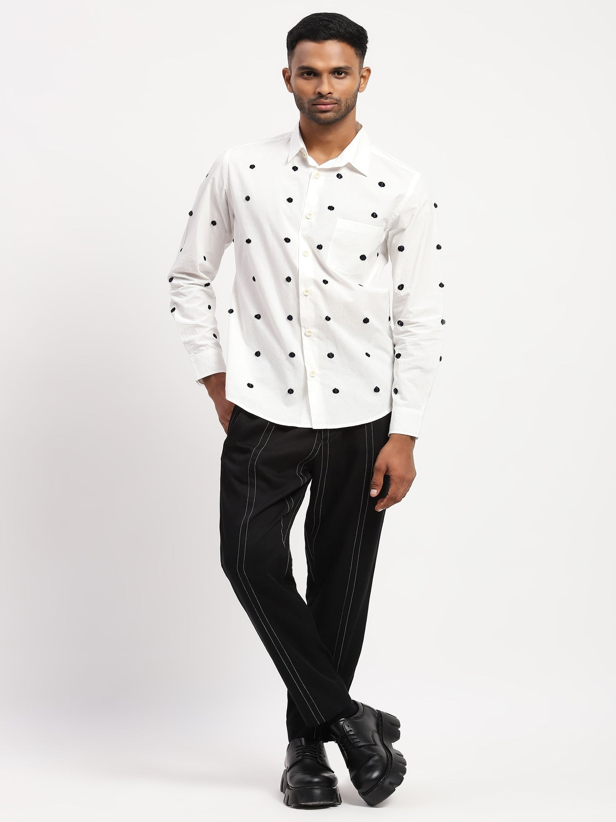 Dot Embroidered Shirt