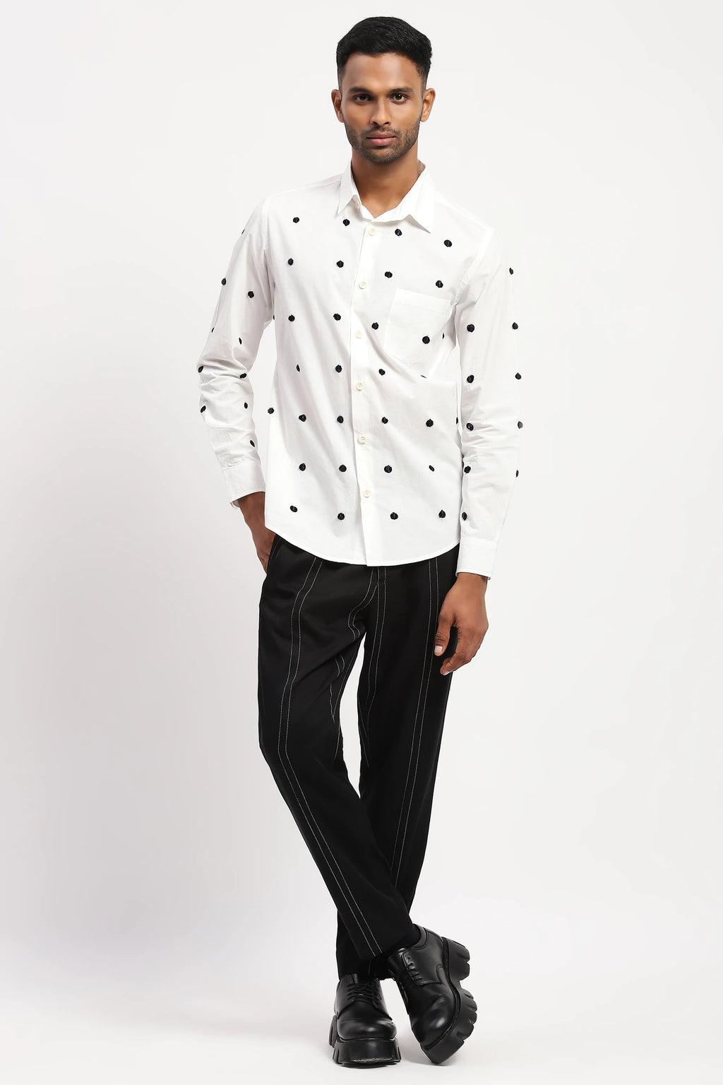 Dot Embroidered Shirt