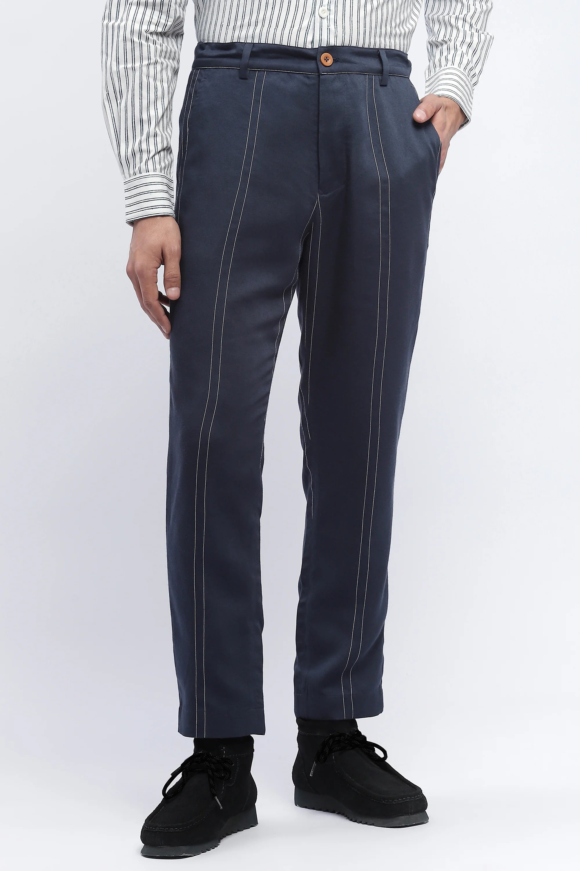 Pleated Stripes Pants