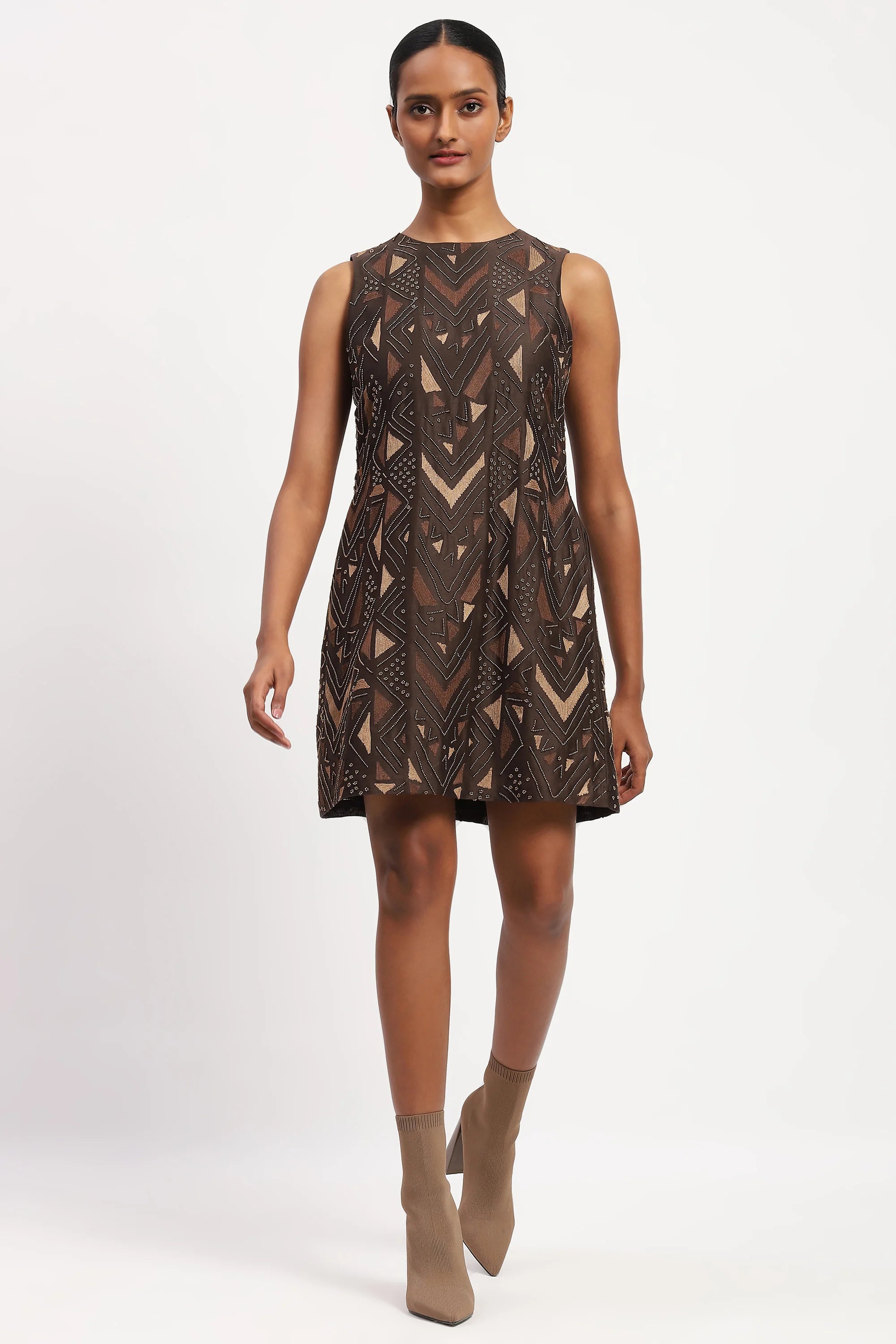 Embellished Chevron Dress