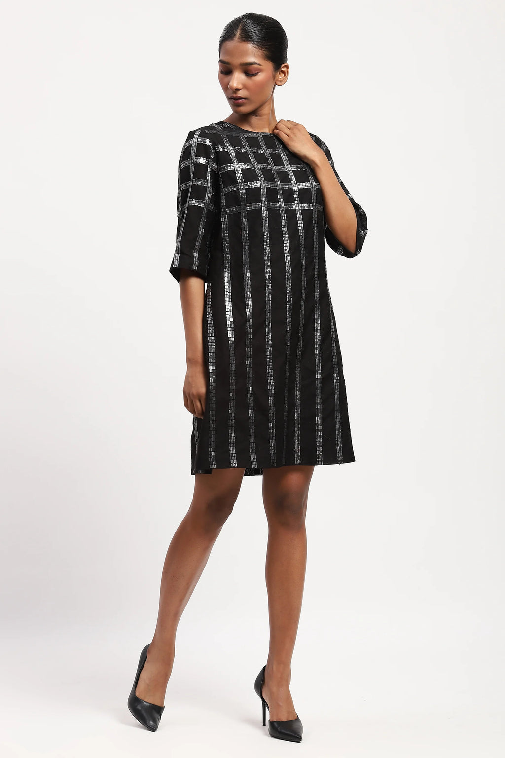 Sequin Windowpane Dress