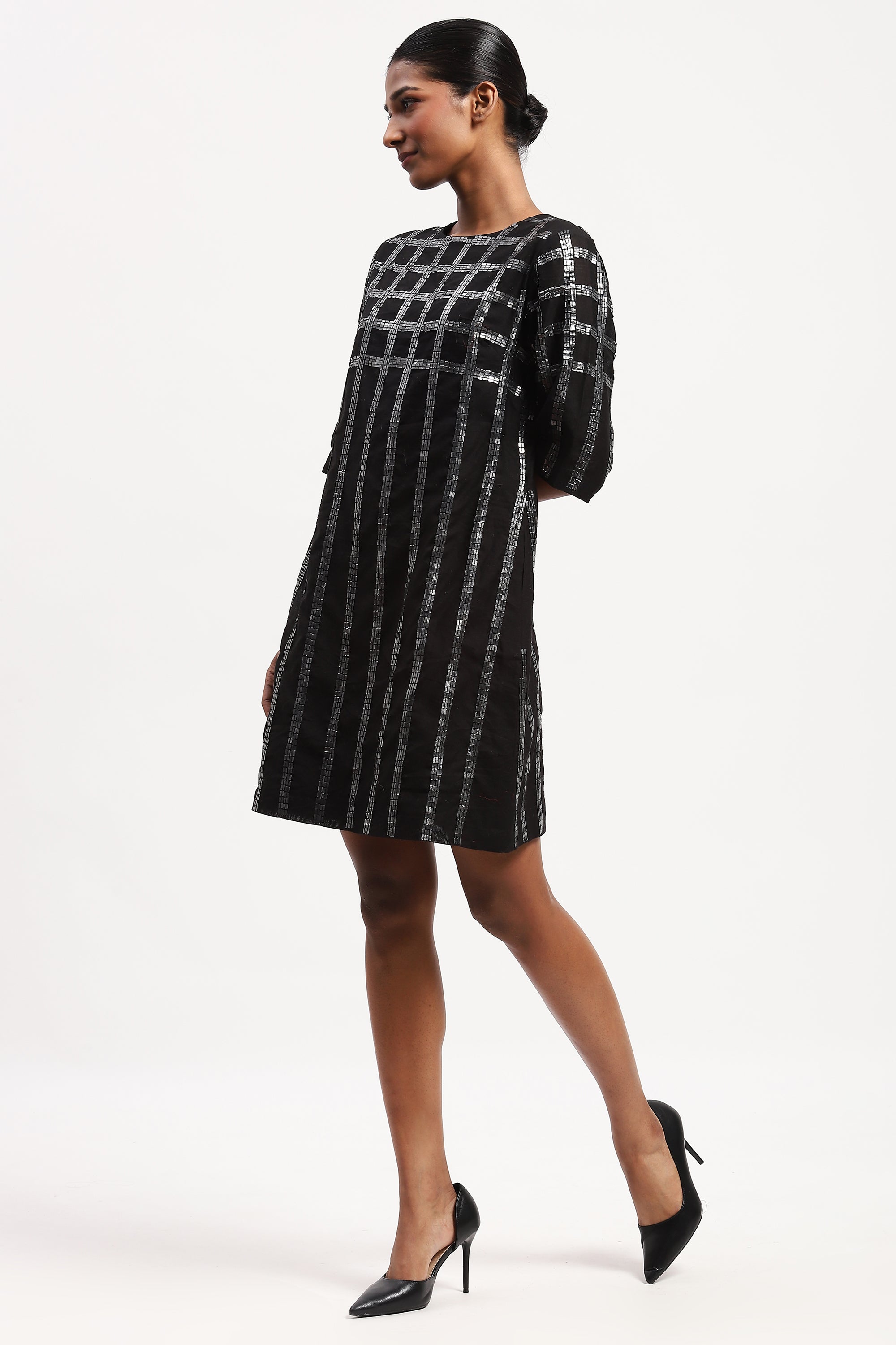 Sequin Windowpane Dress