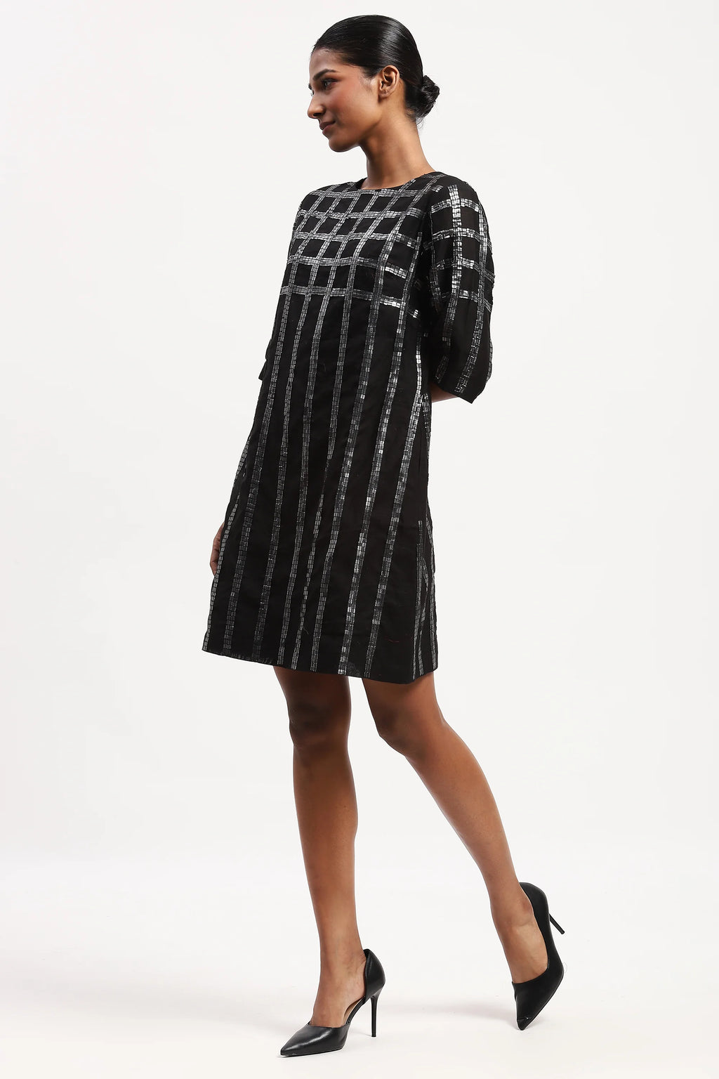 Sequin Windowpane Dress