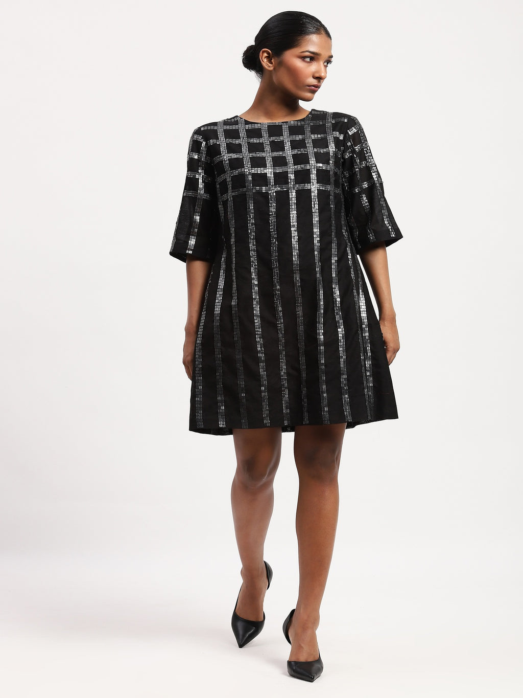 Sequin Windowpane Dress