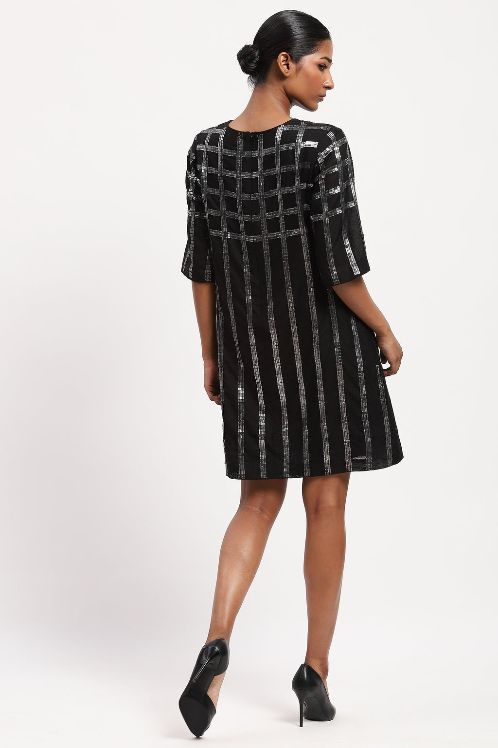 Sequin Windowpane Dress