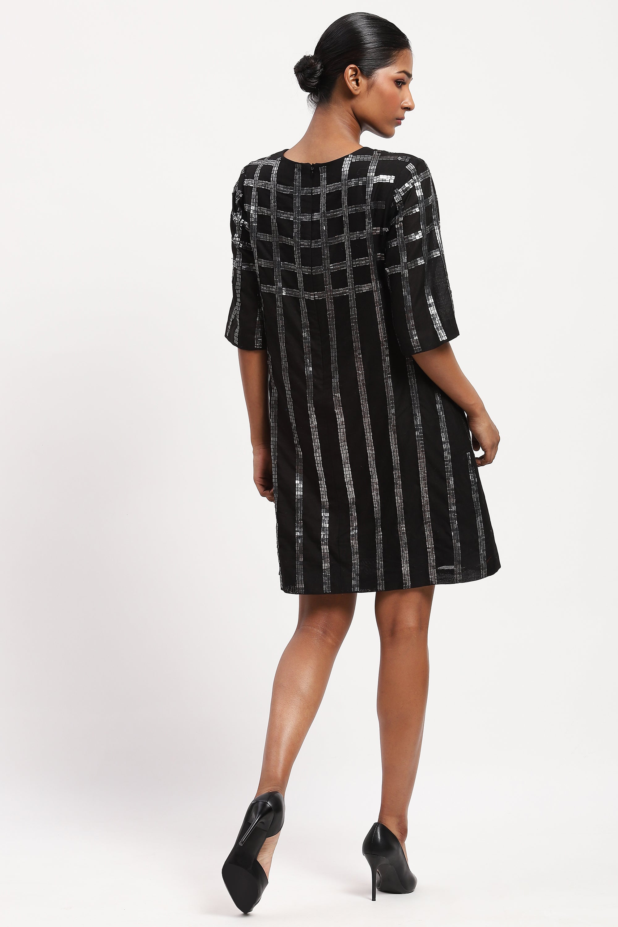 Sequin Windowpane Dress