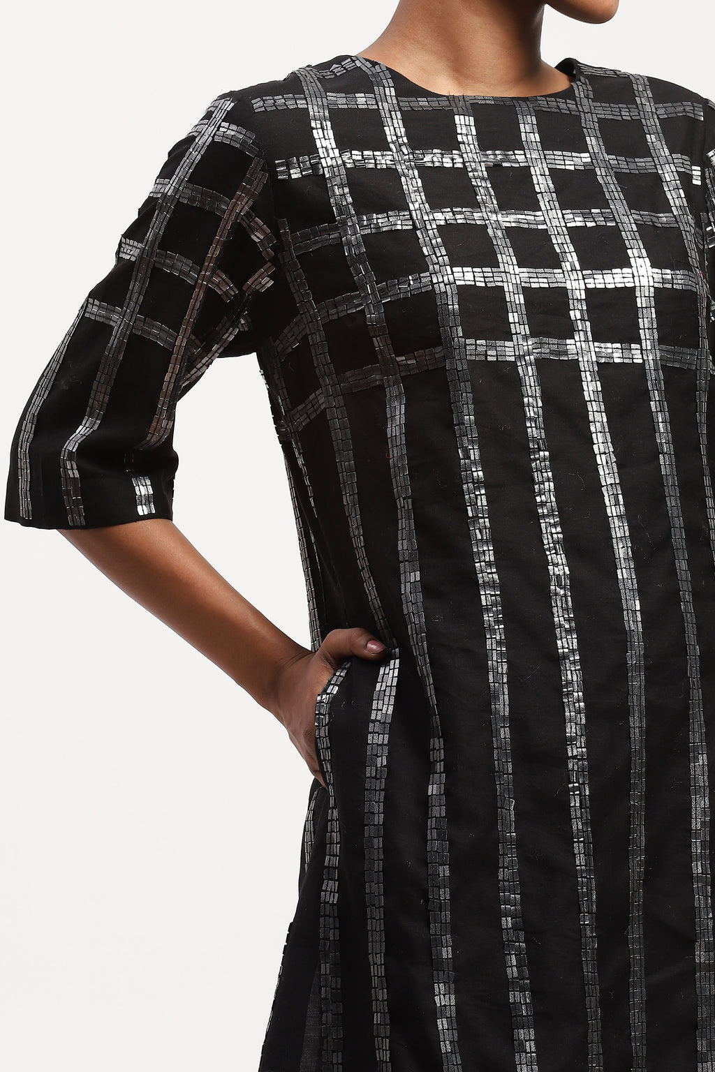 Sequin Windowpane Dress