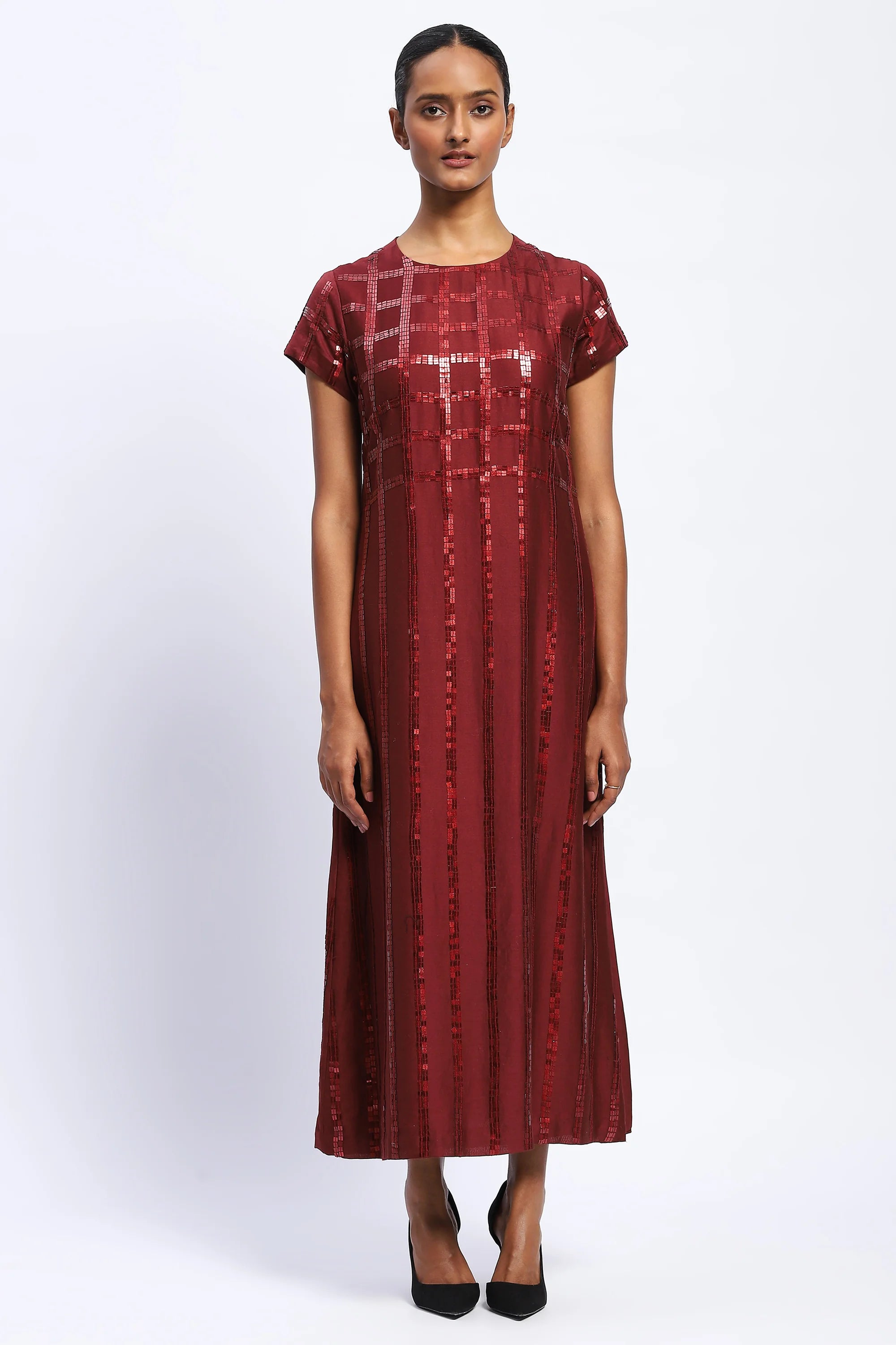 Sequin Windowpane Dress