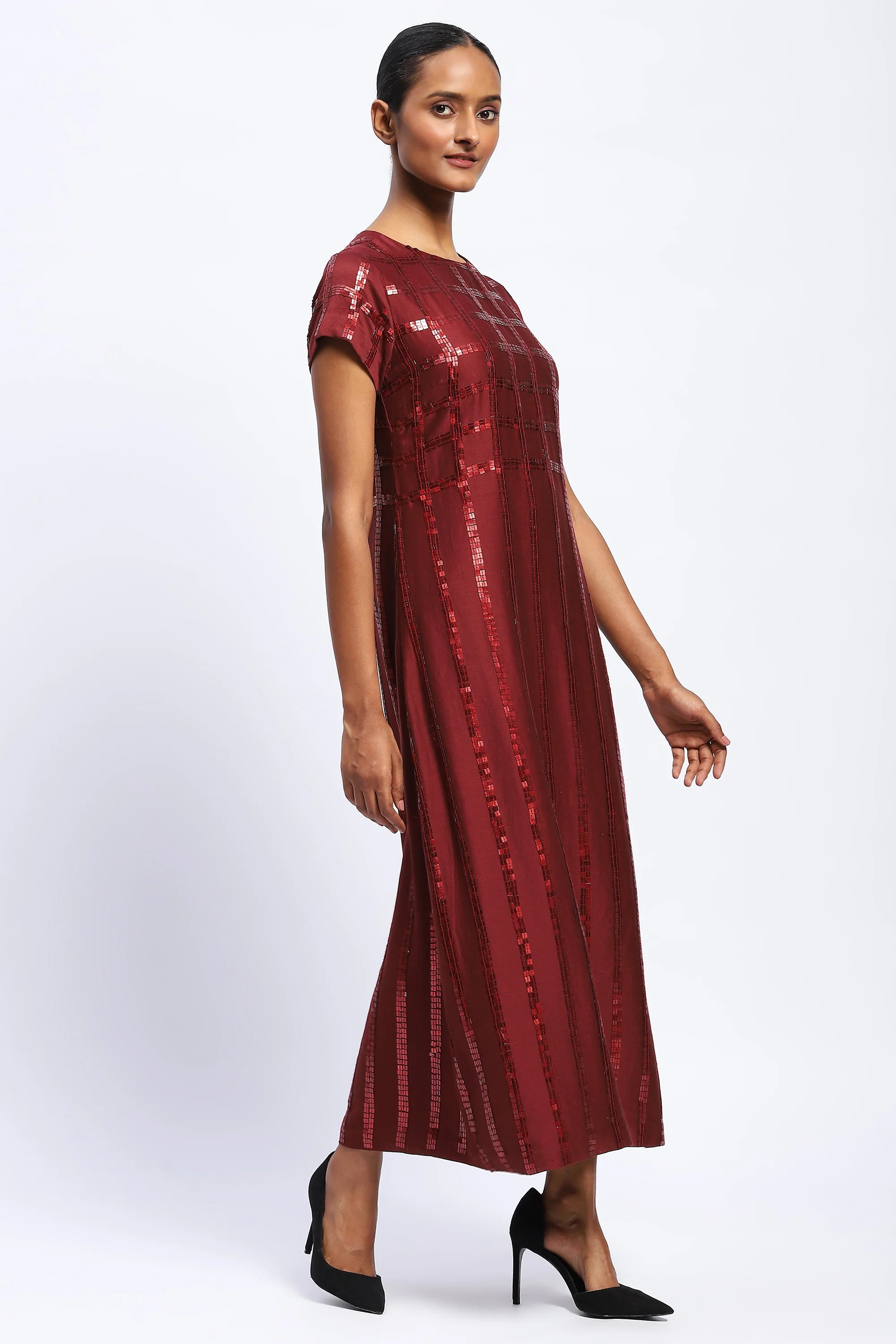Sequin Windowpane Dress