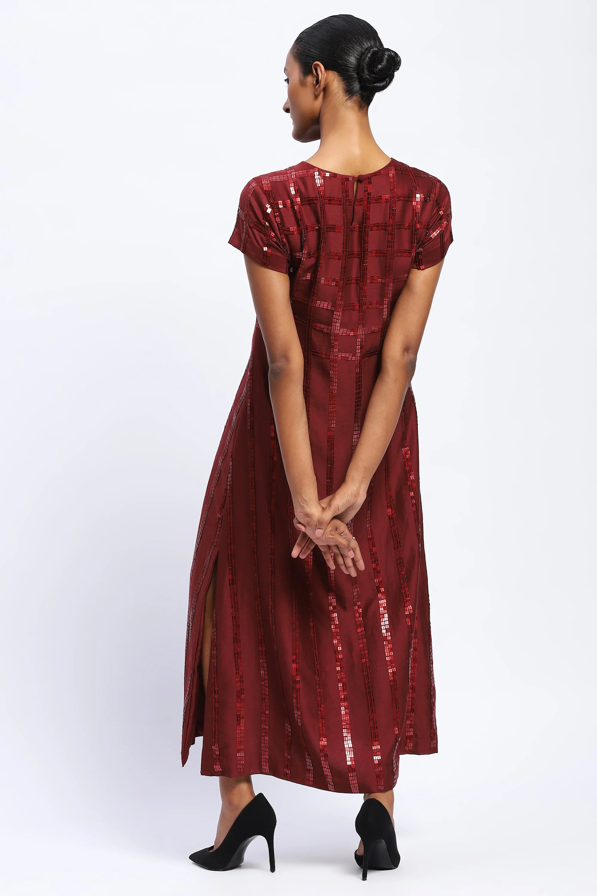 Sequin Windowpane Dress