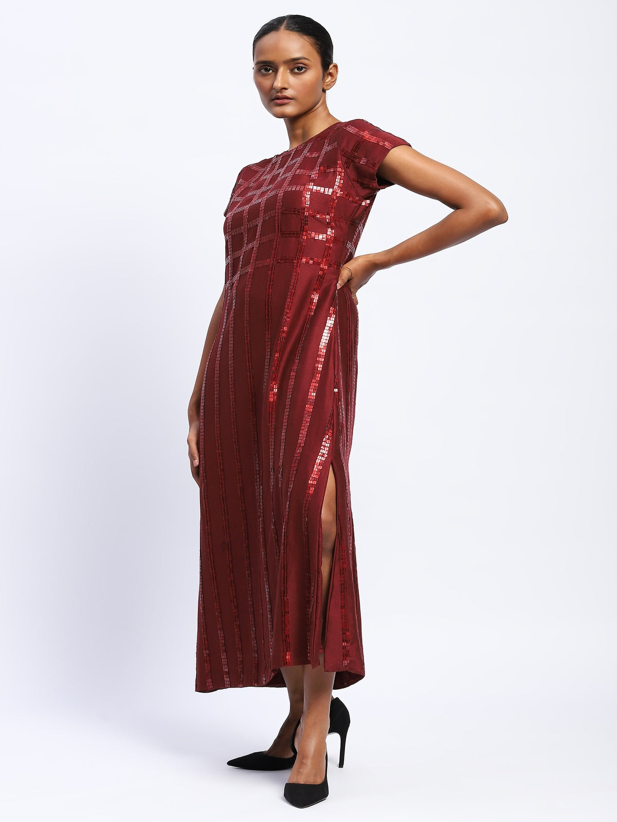 Sequin Windowpane Dress