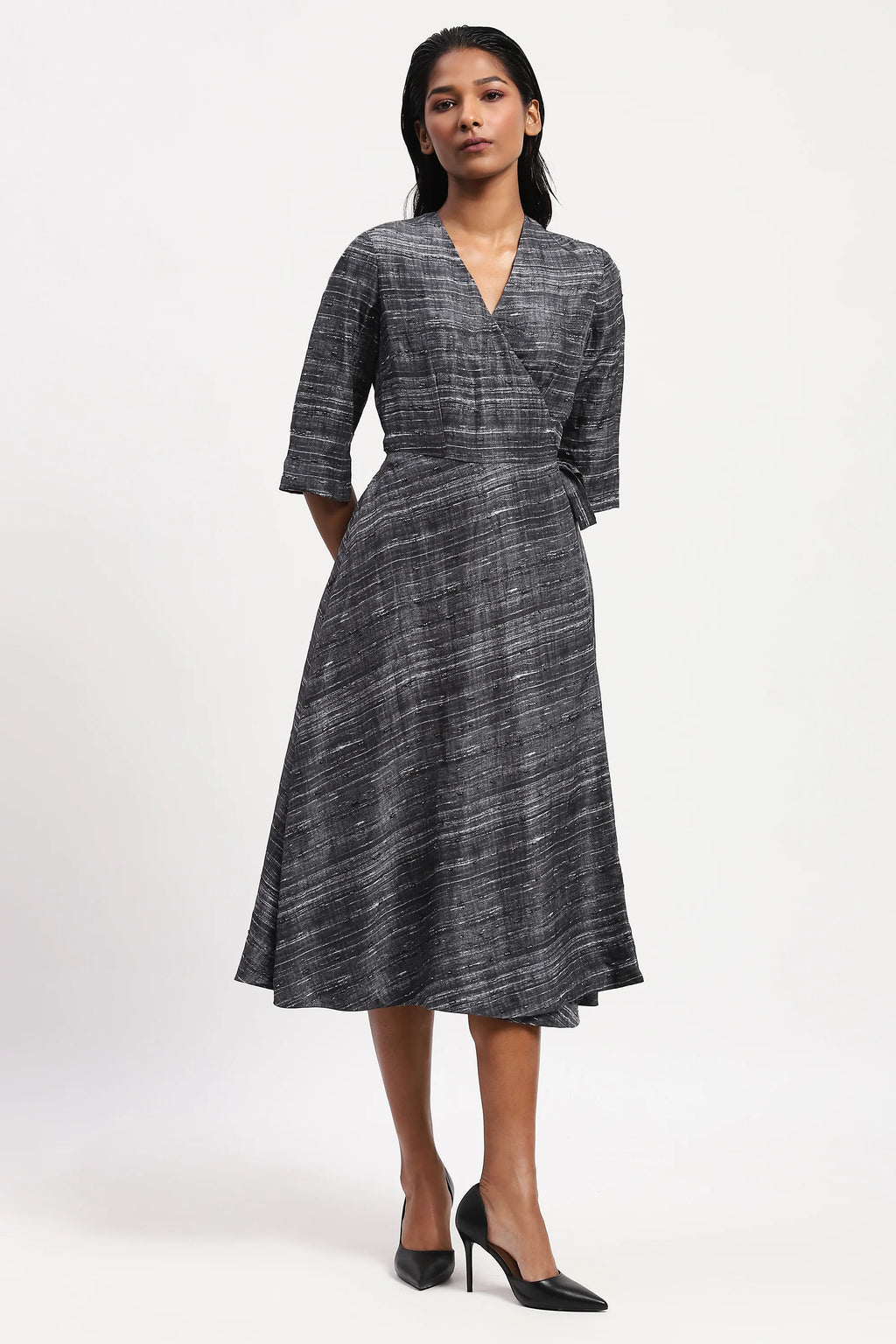 Embroidered Tussar Print Dress