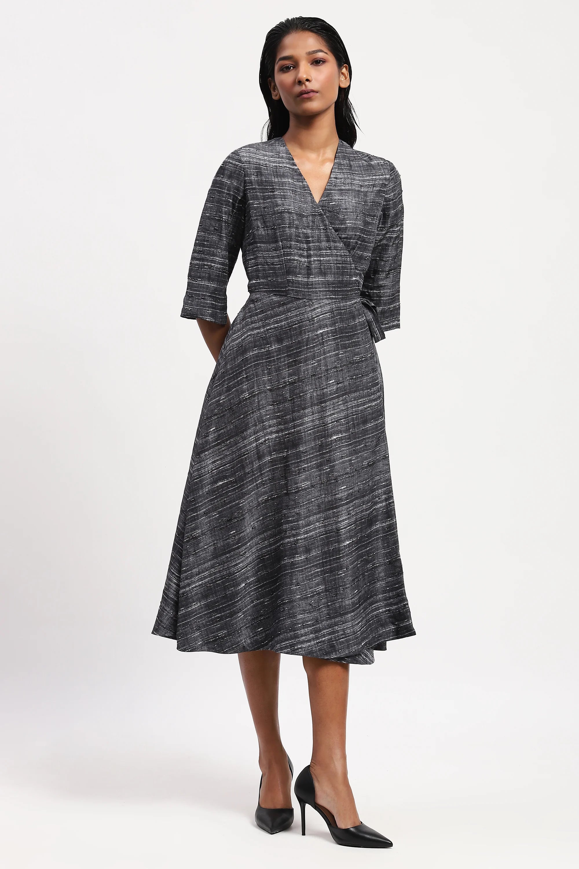 Embroidered Tussar Print Dress