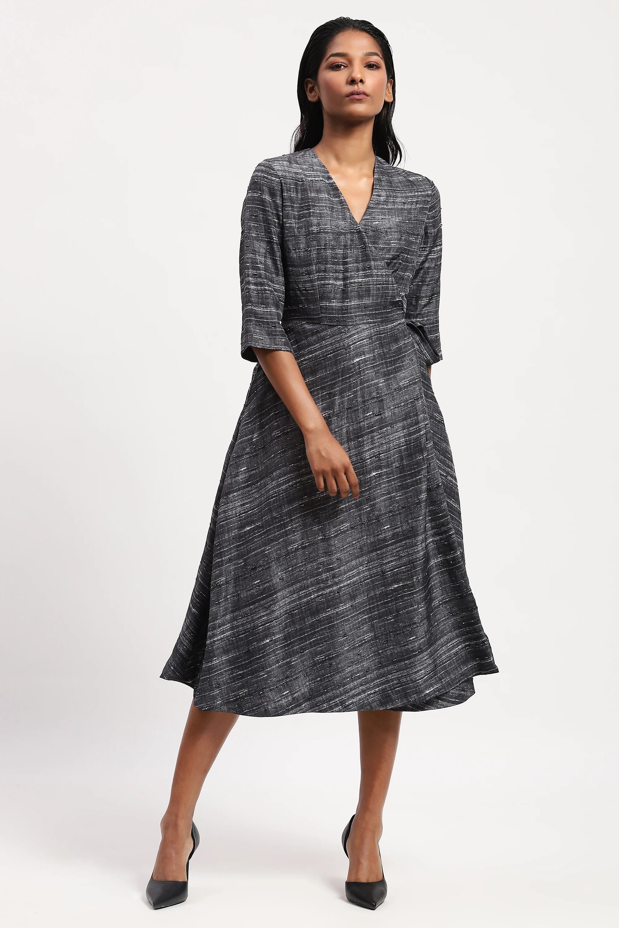 Embroidered Tussar Print Dress