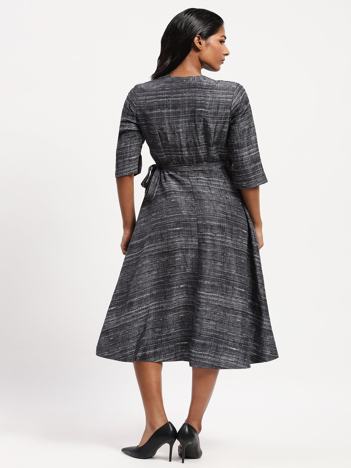 Embroidered Tussar Print Dress