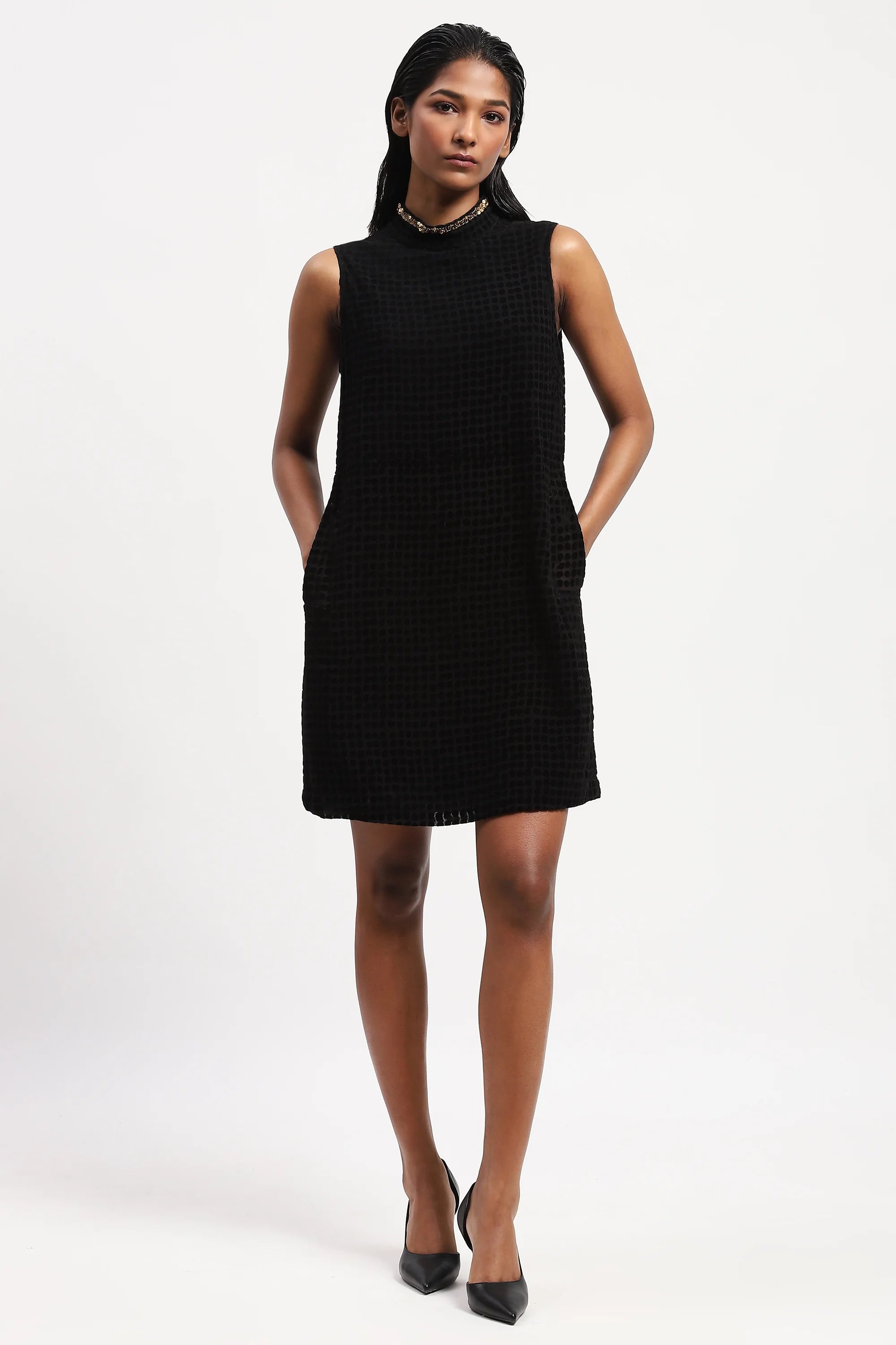 Dot Flock Dress