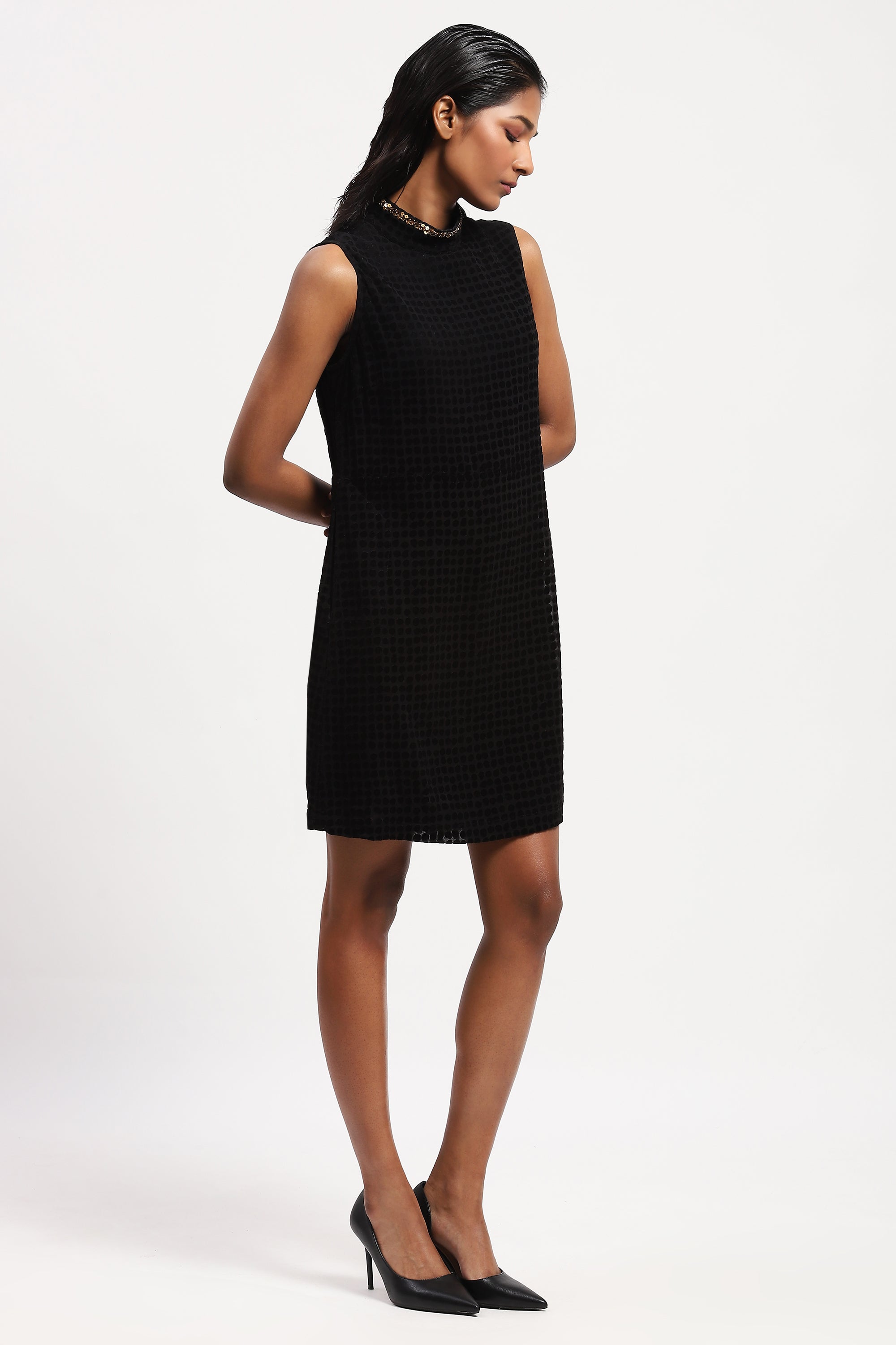 Dot Flock Dress