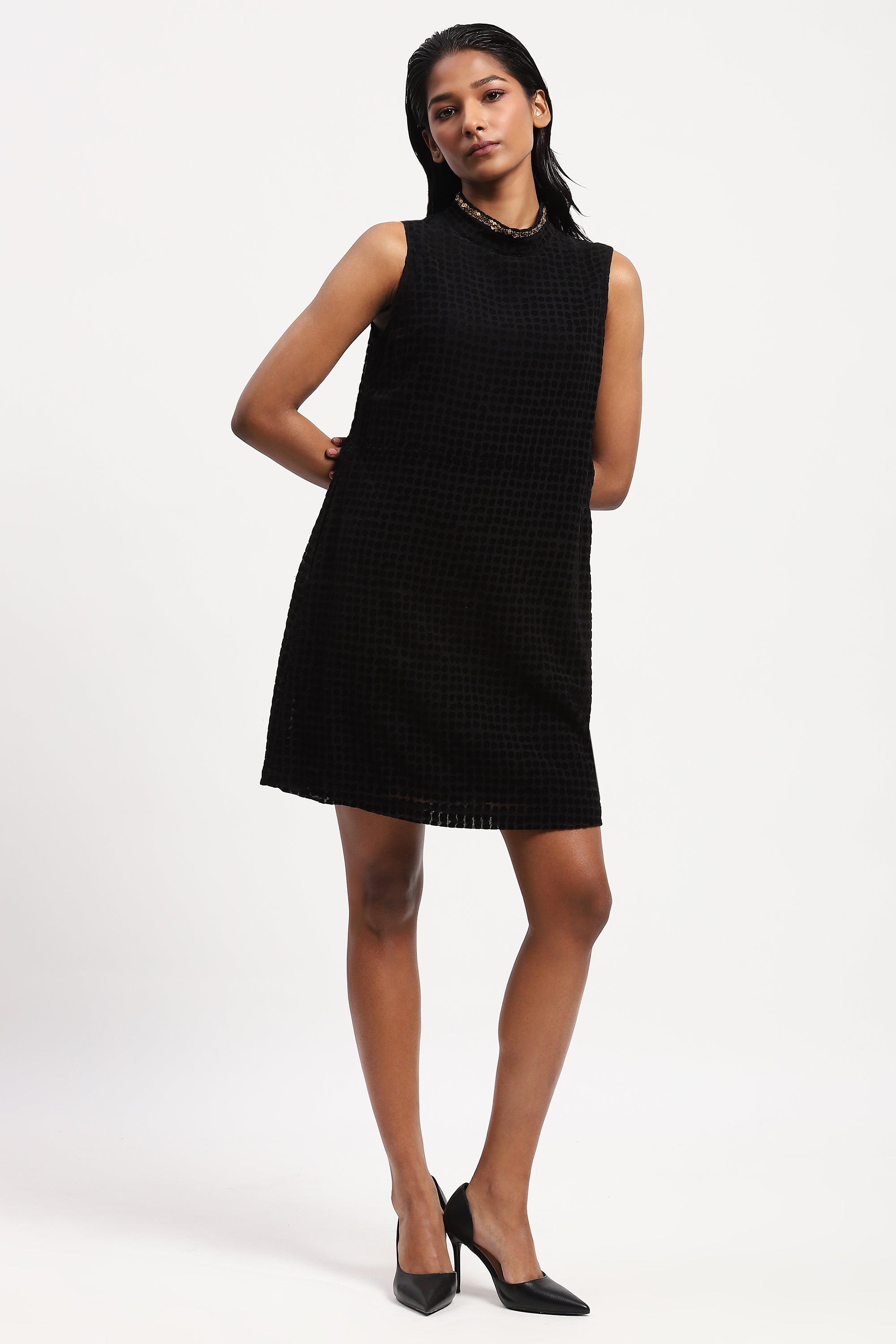 Dot Flock Dress