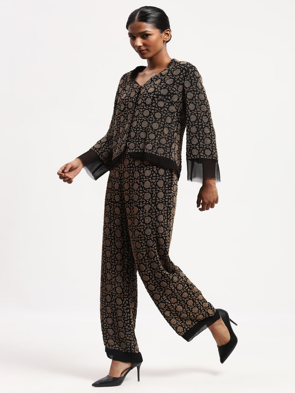 Embellished Wicker Pattern Jacket