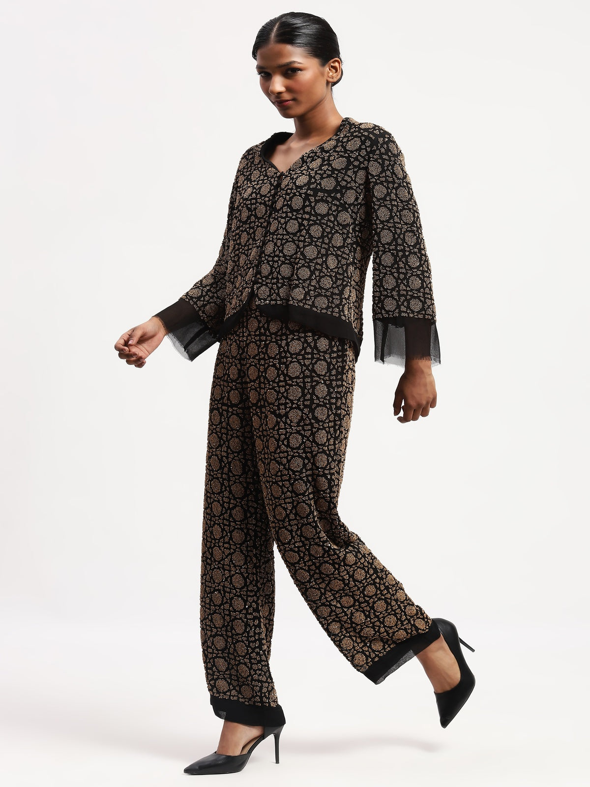 Embellished Wicker Pattern Jacket