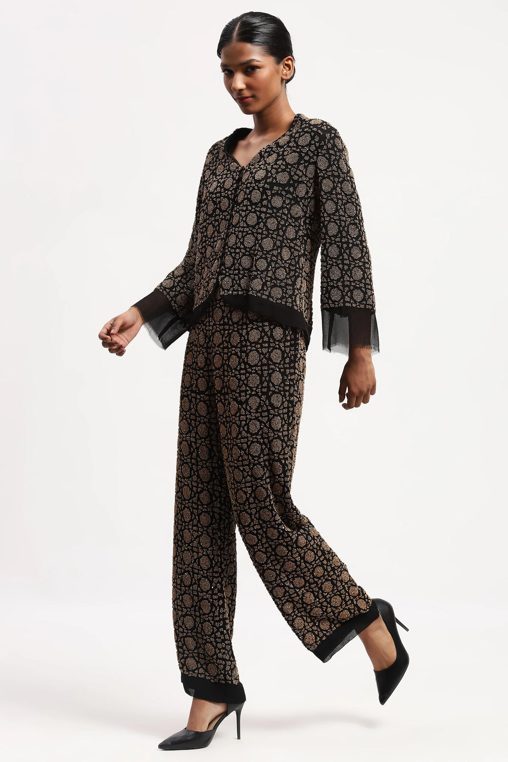 Embellished Wicker Pattern Jacket