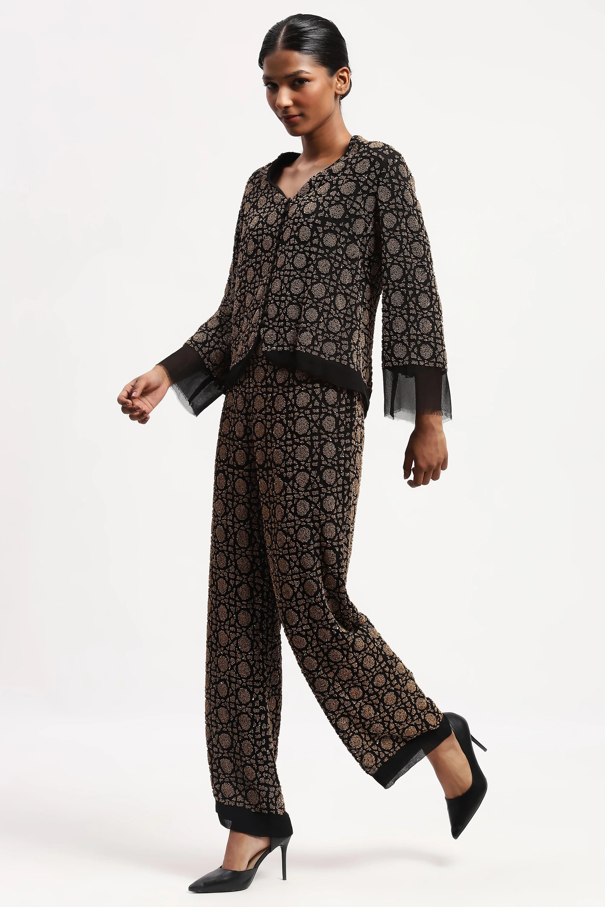 Embellished Wicker Pattern Jacket