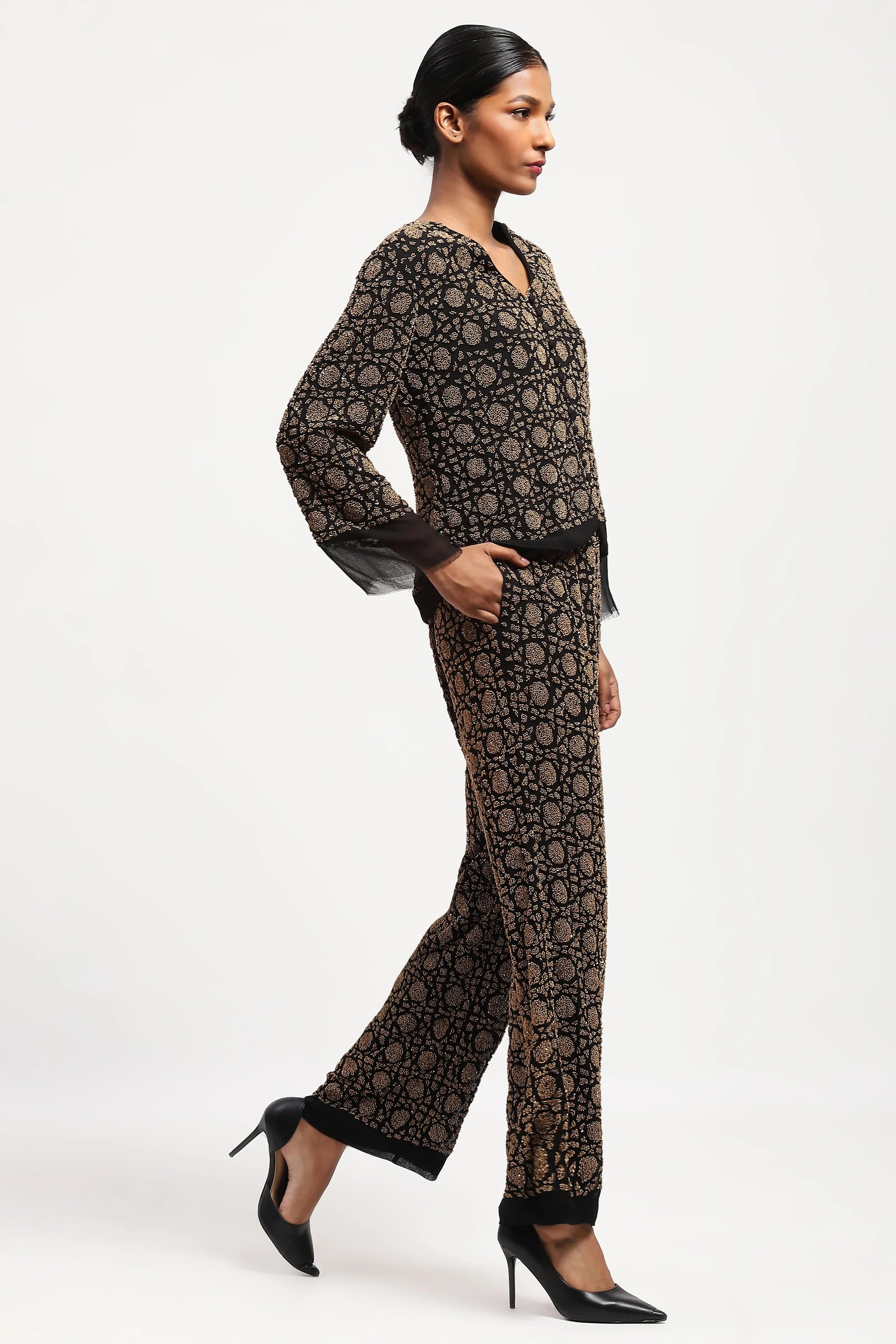 Embellished Wicker Pattern Jacket