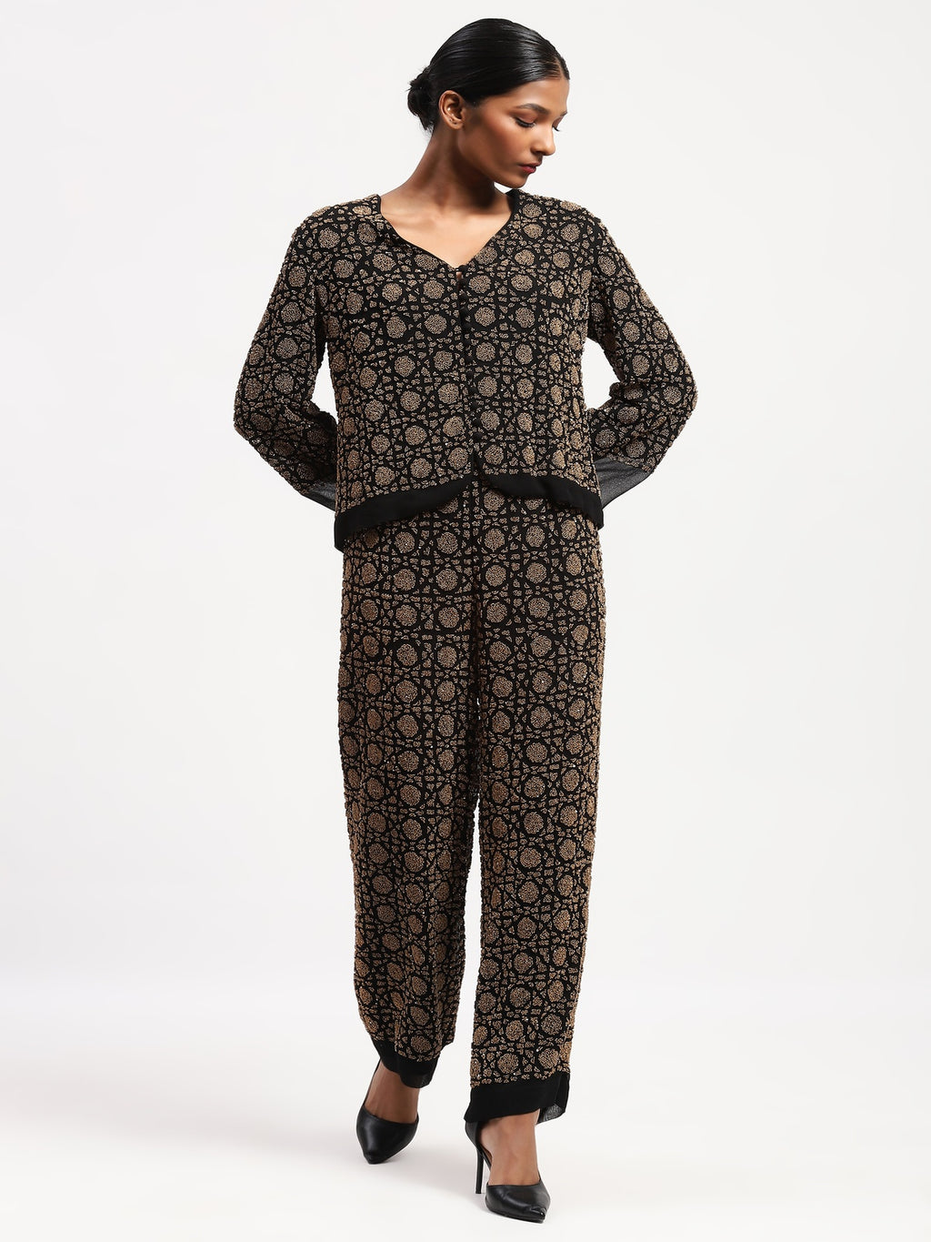 Embellished Wicker Pattern Jacket