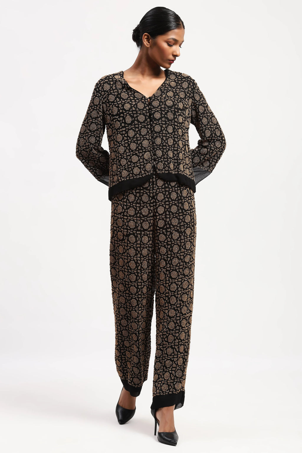 Embellished Wicker Pattern Jacket
