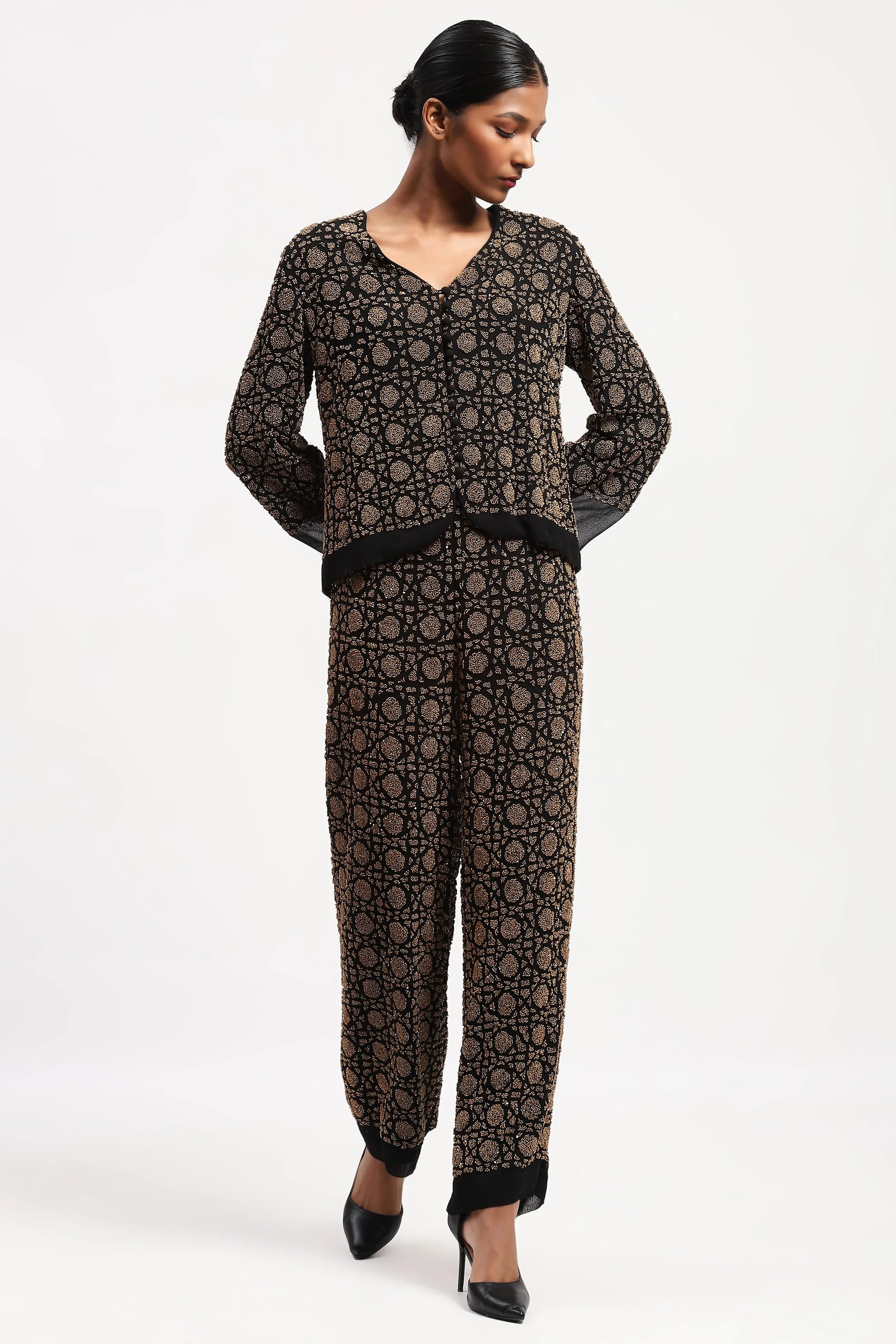 Embellished Wicker Pattern Jacket