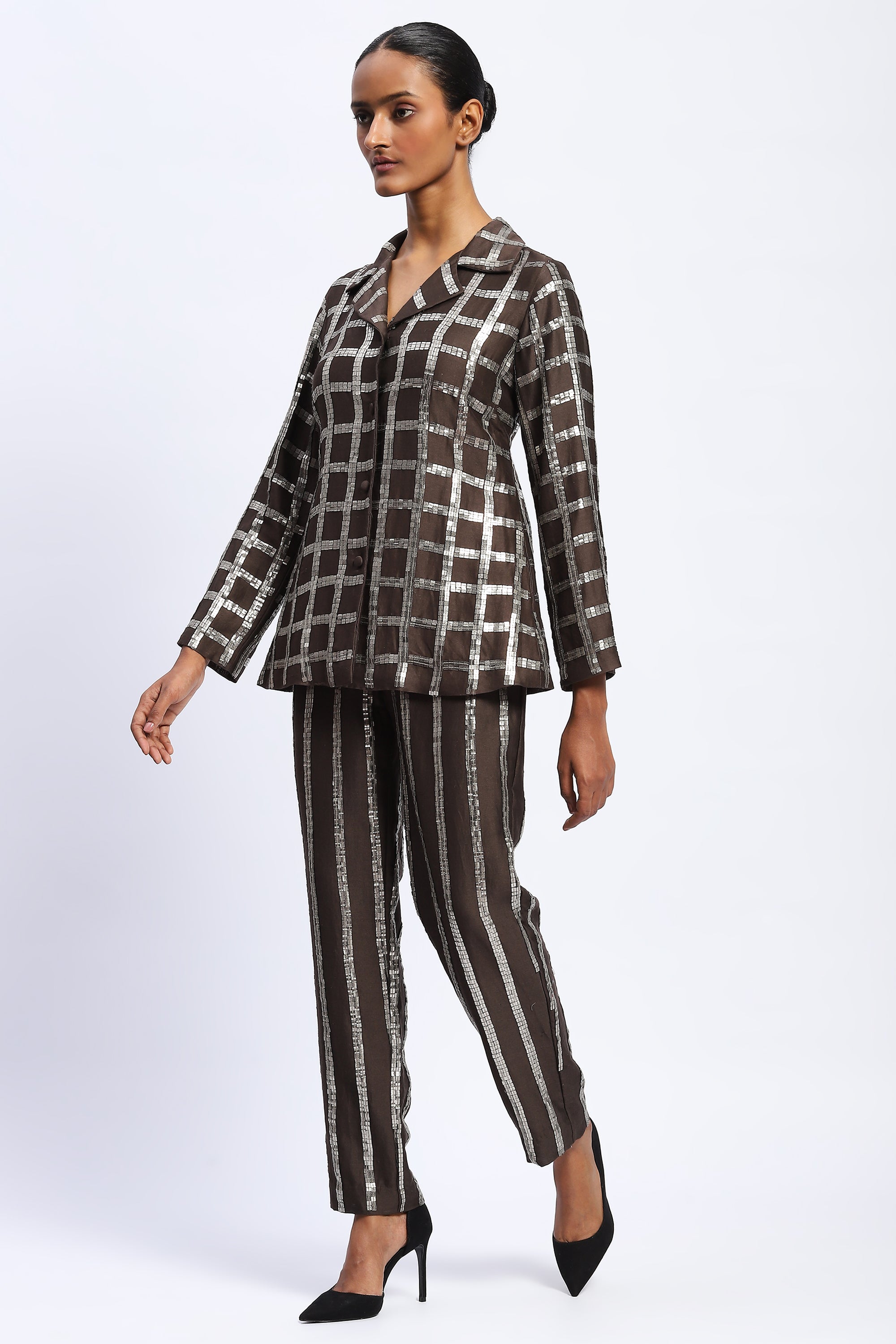 Sequin Windowpane Jacket