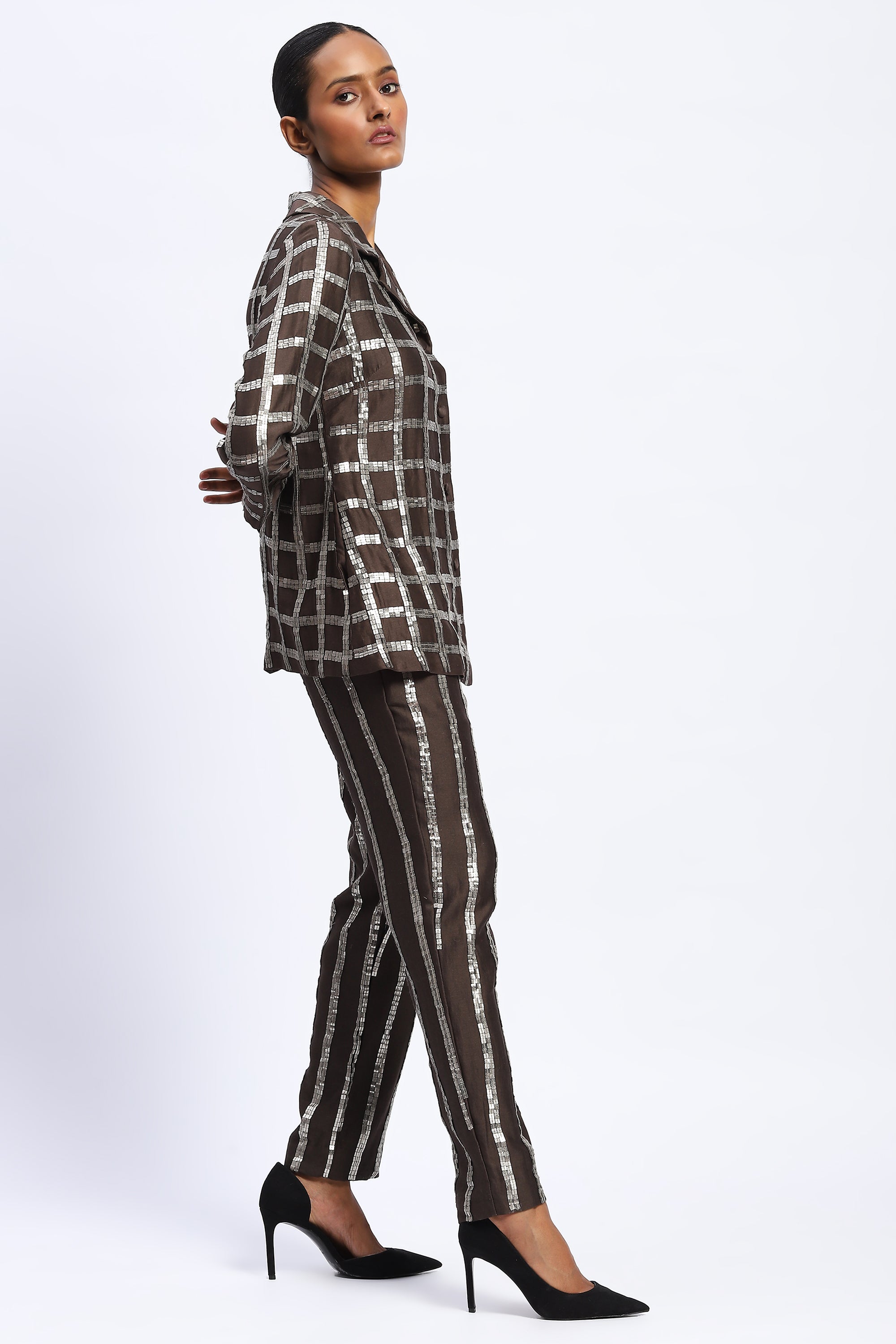 Sequin Windowpane Jacket