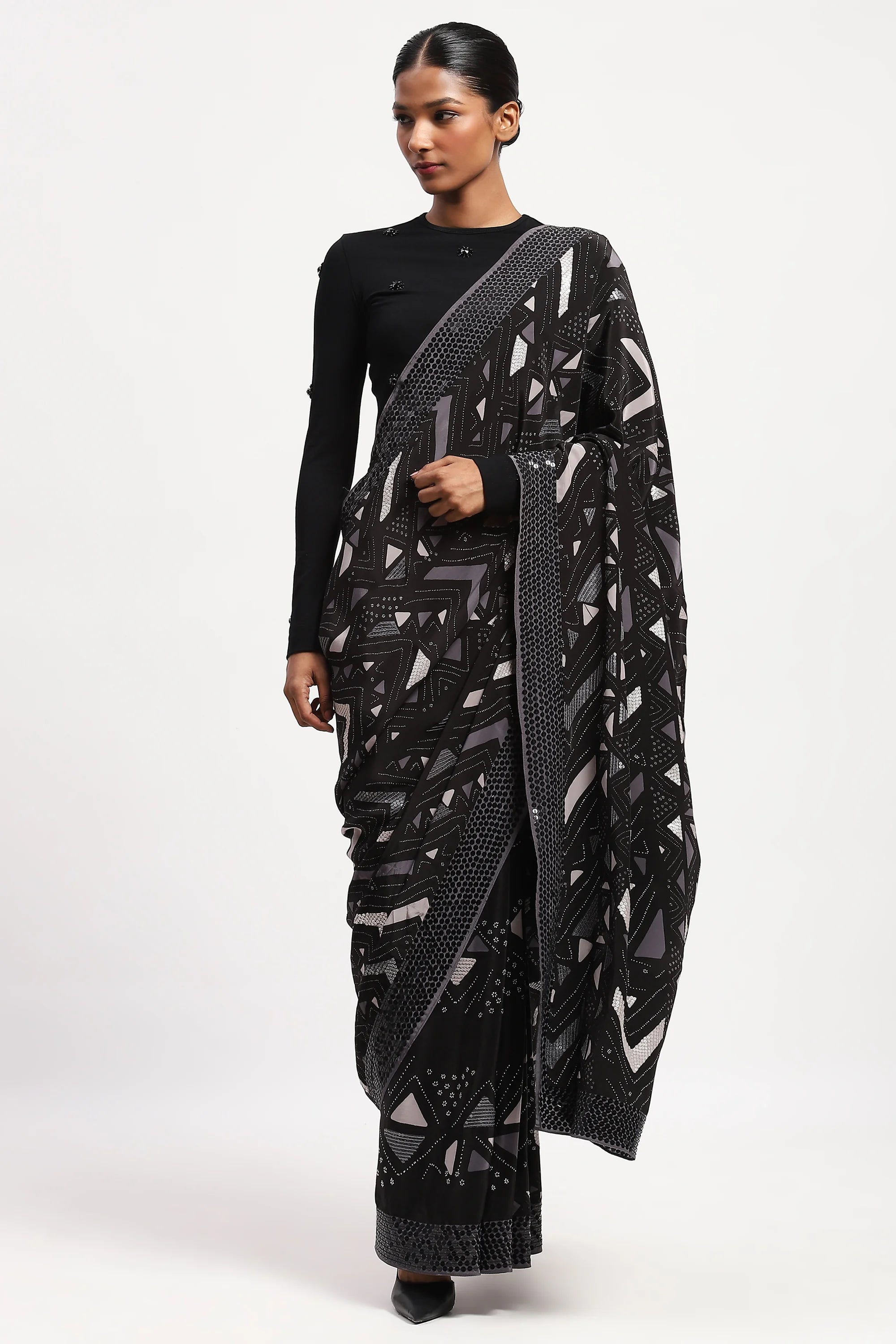 Embellished Chevron Saree