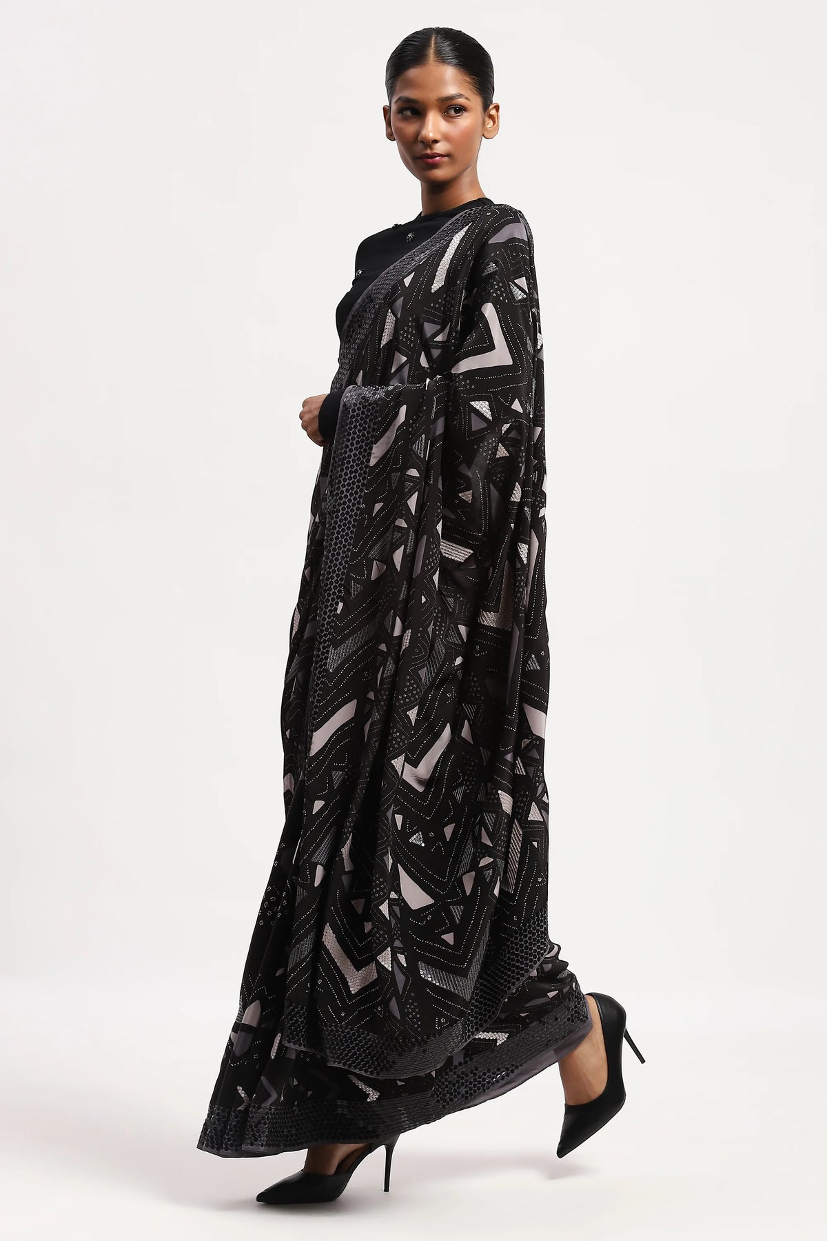 Embellished Chevron Saree