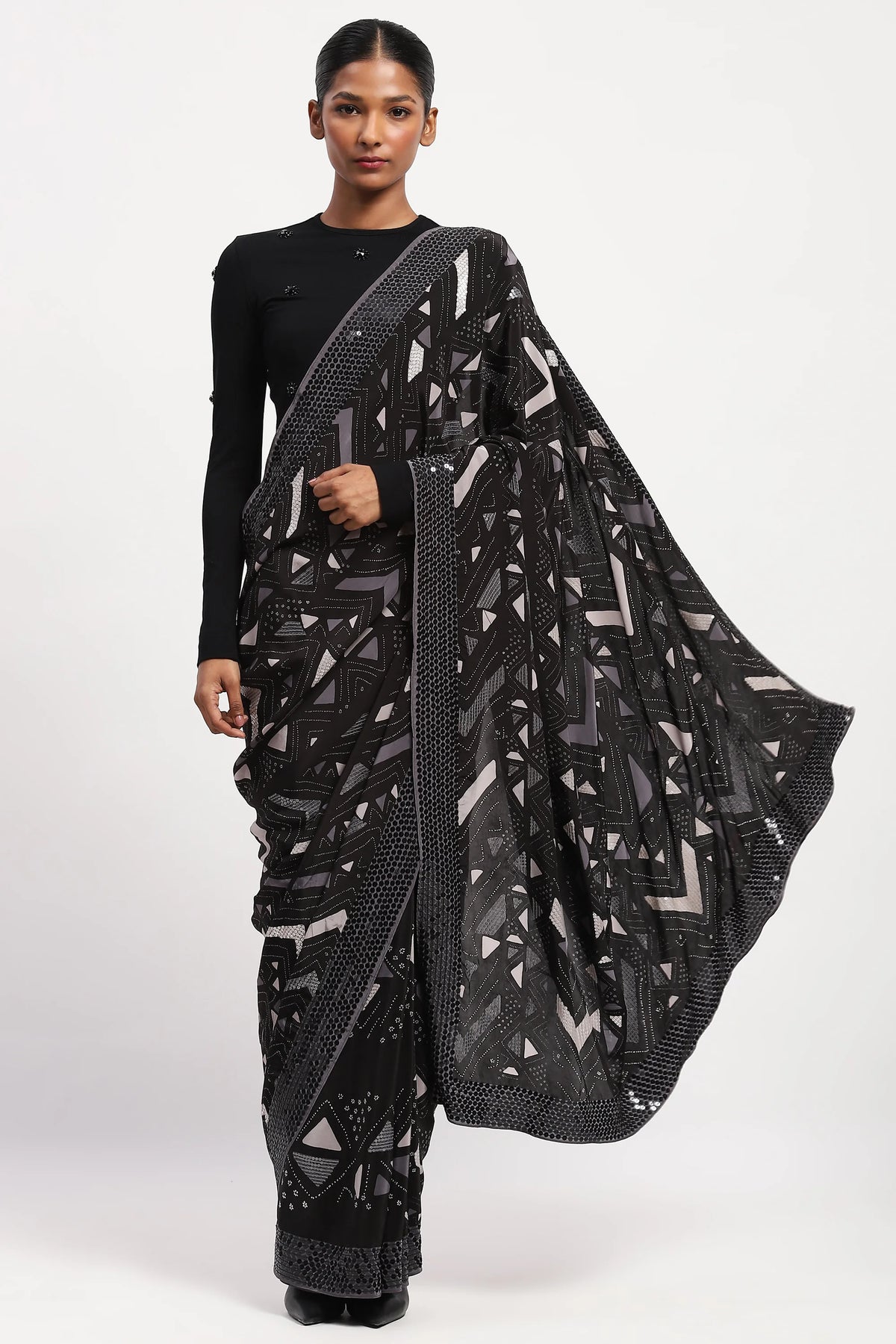 Embellished Chevron Saree