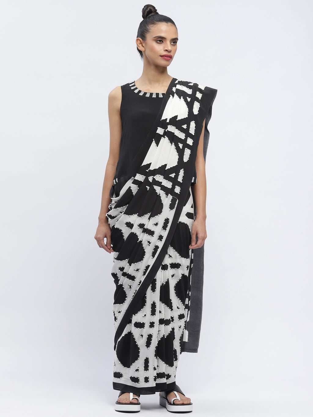Basket Print Sari