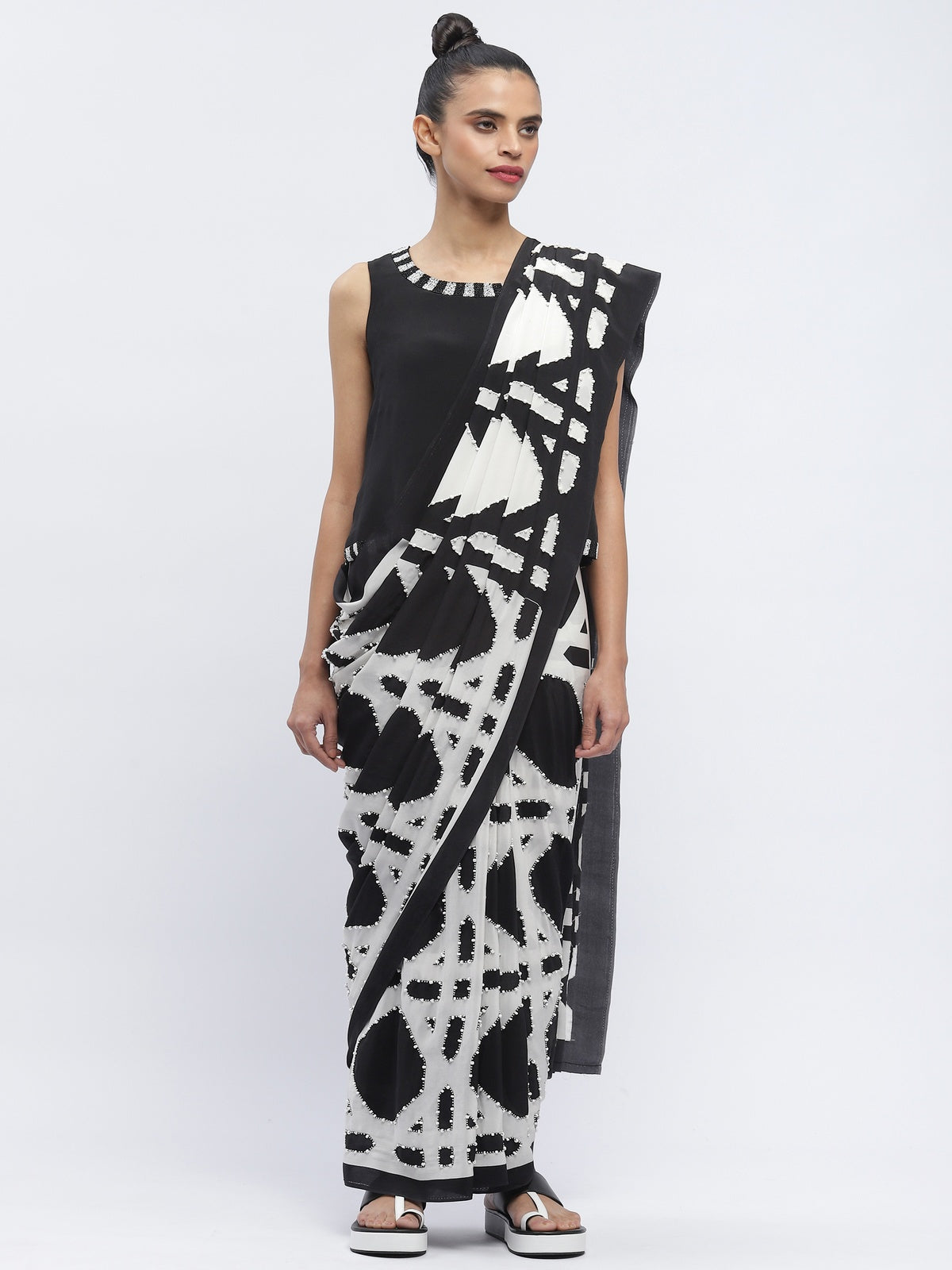 Basket Print Sari