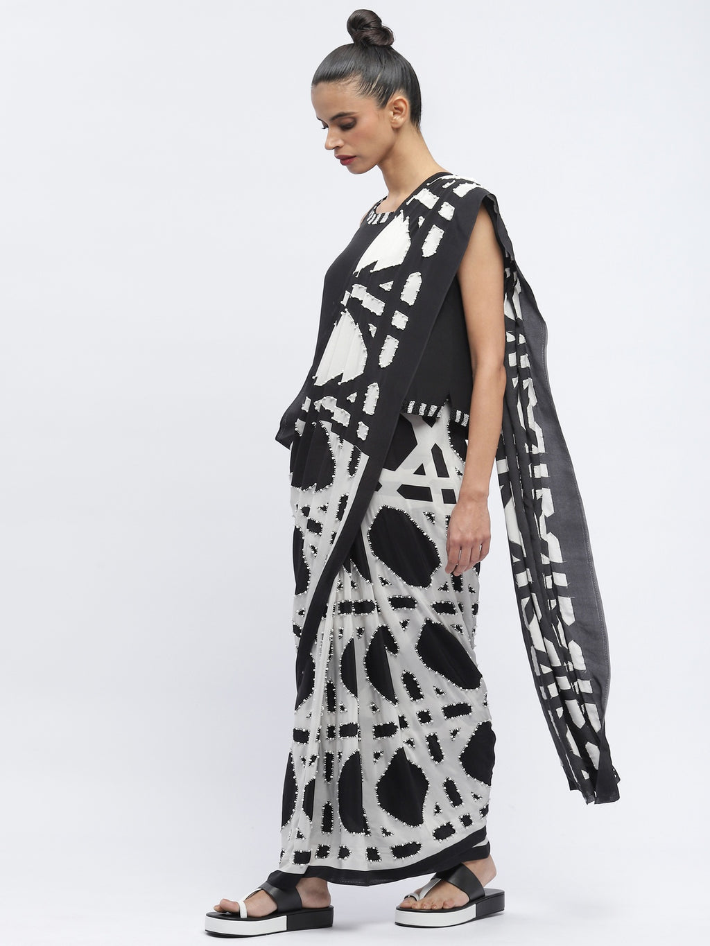 Basket Print Sari