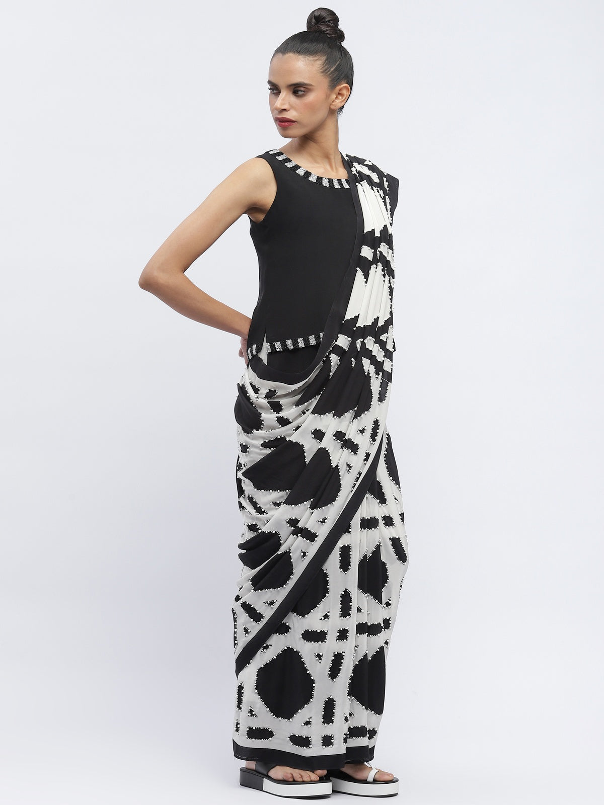 Basket Print Sari