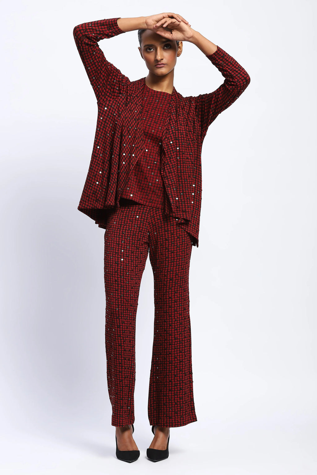 Embellished Dot Print Shrug