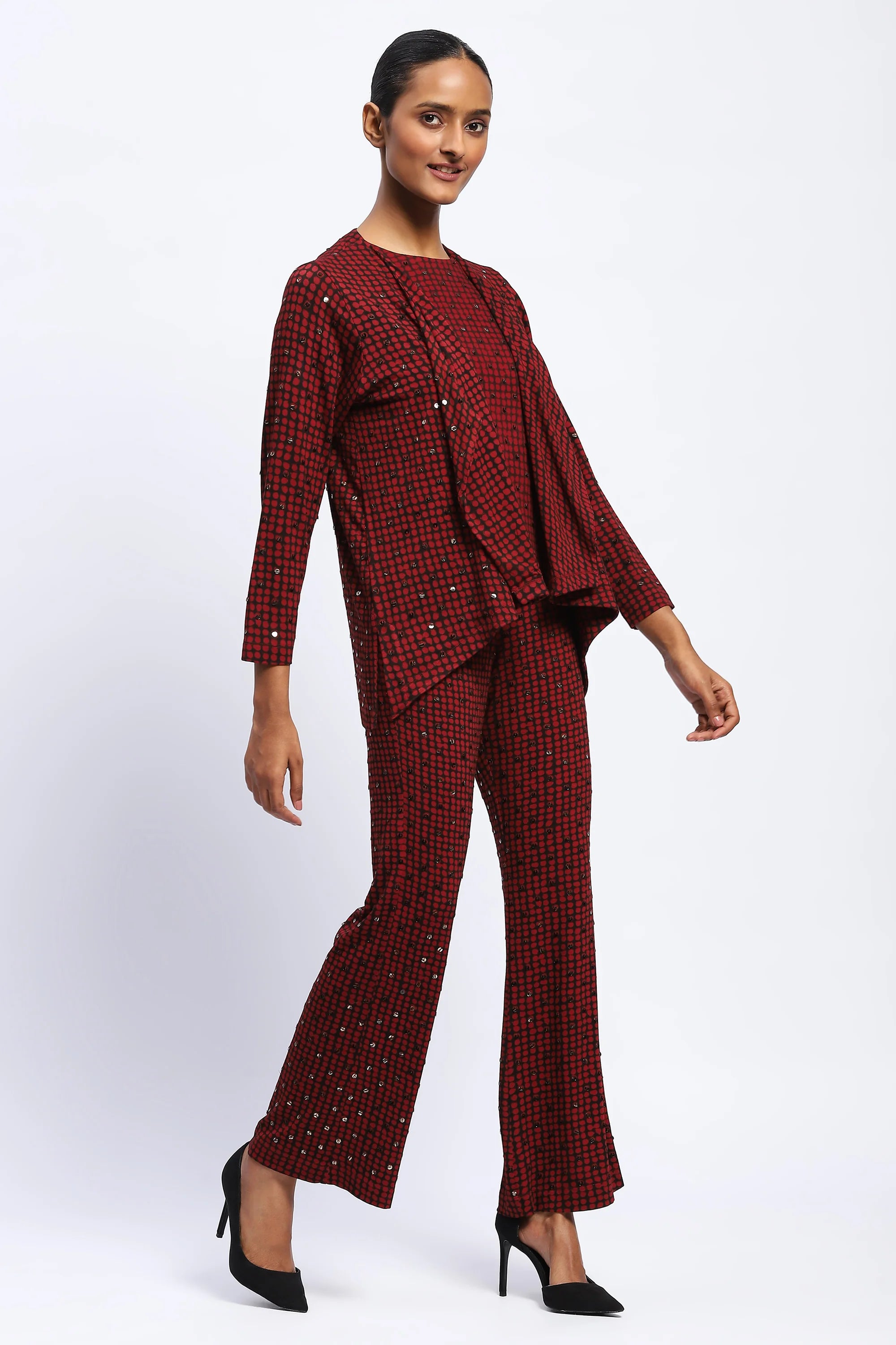 Embellished Dot Print Shrug