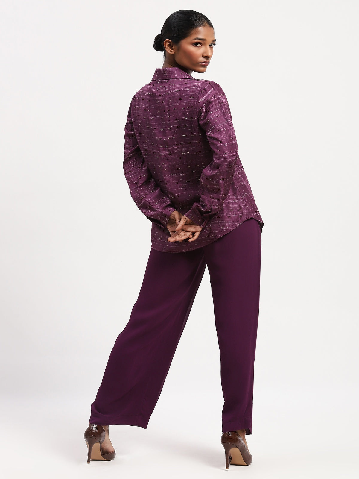 Embroidered Tussar Print Shirt