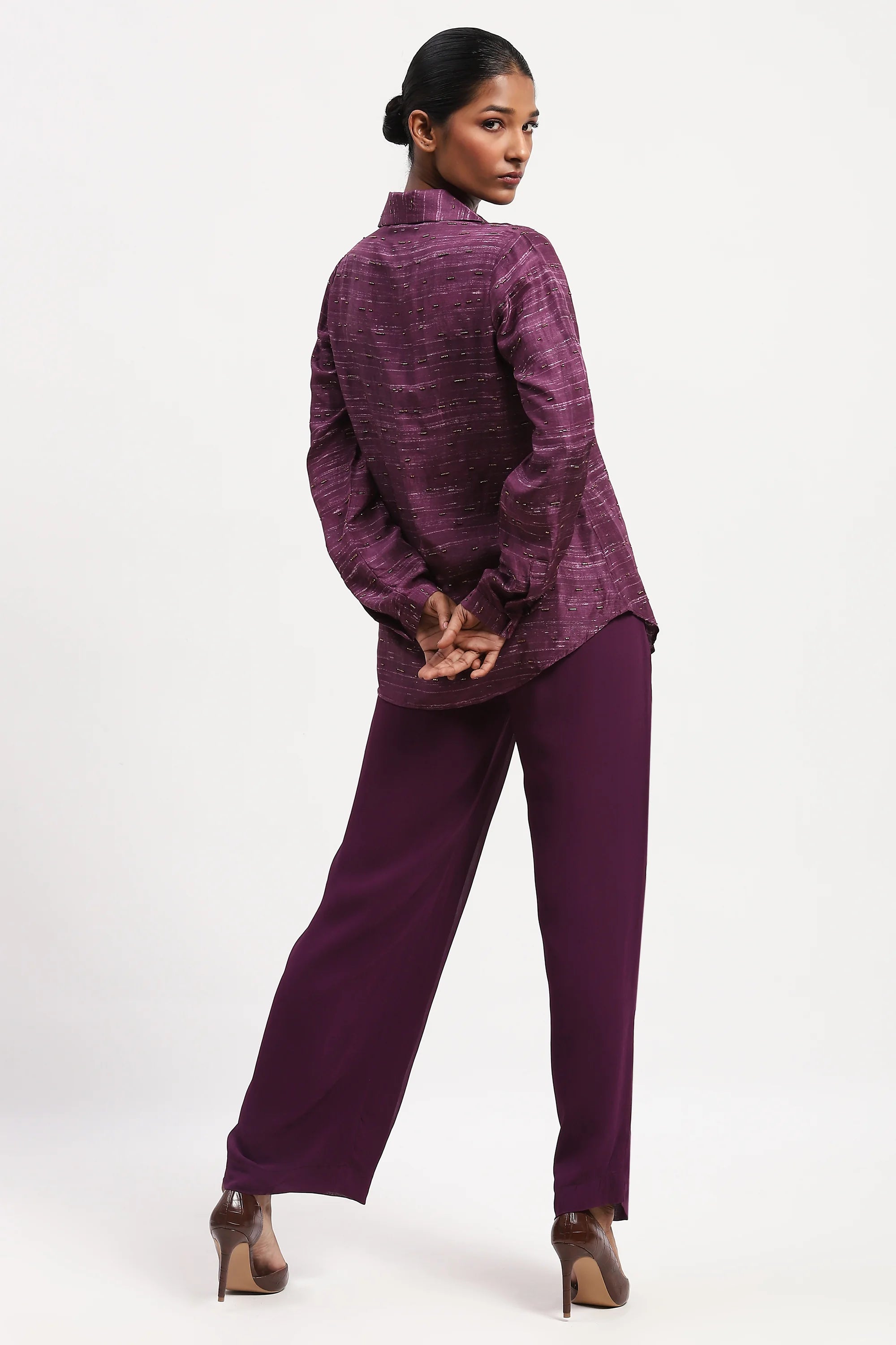 Embroidered Tussar Print Shirt