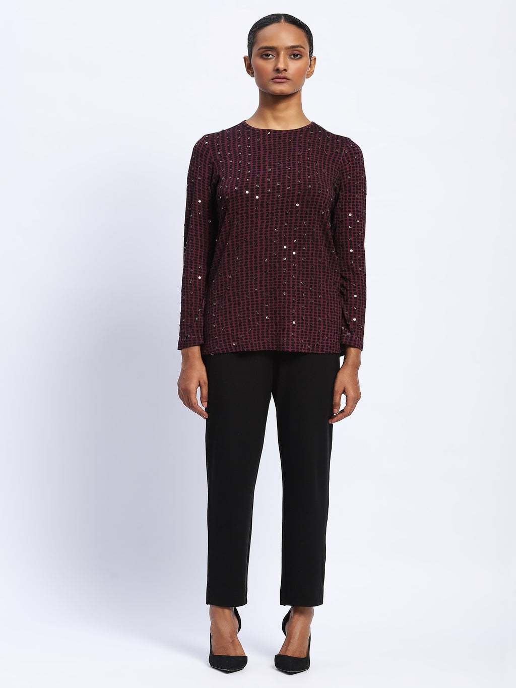 Embellished Dot Print Top
