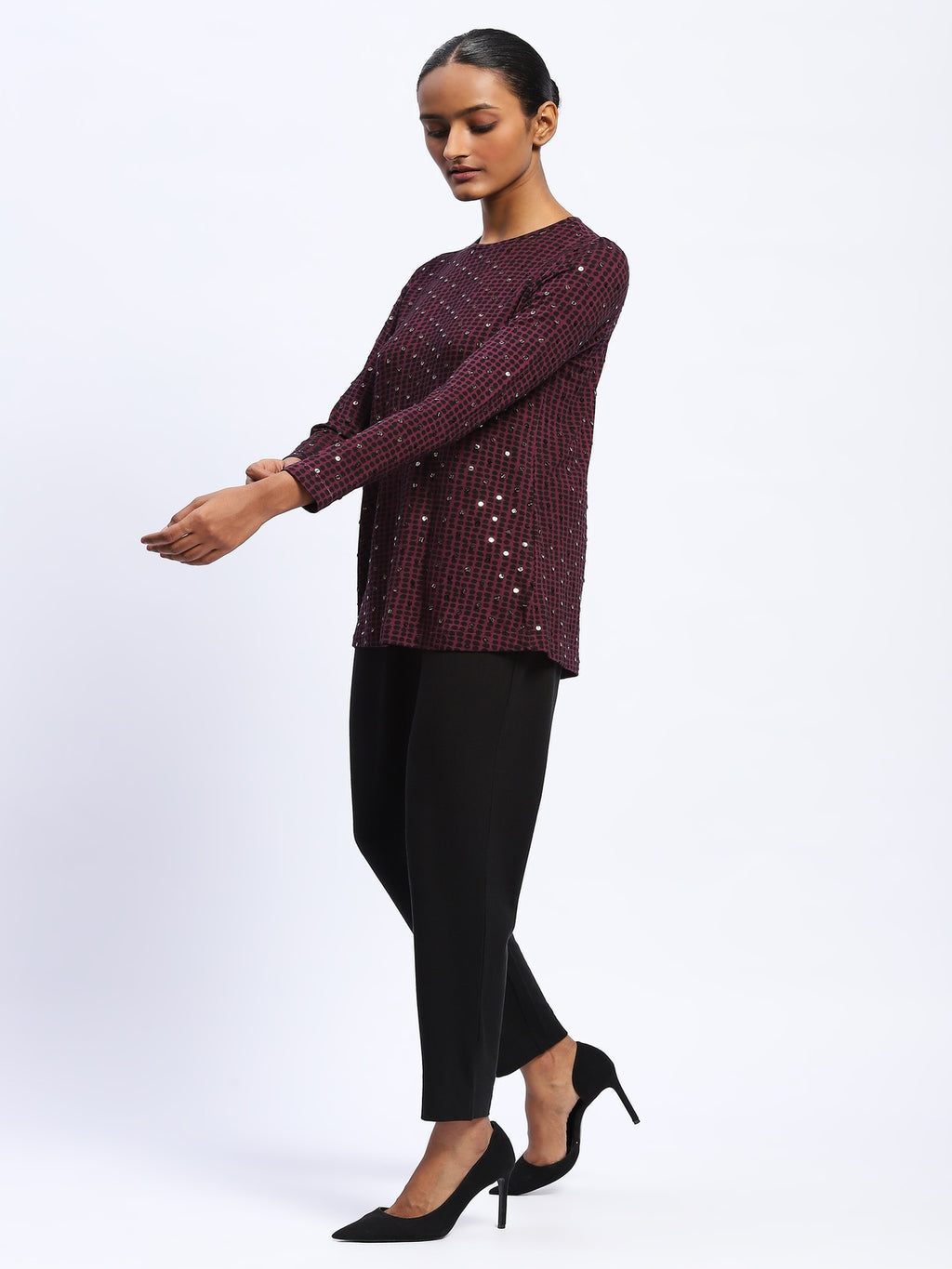 Embellished Dot Print Top