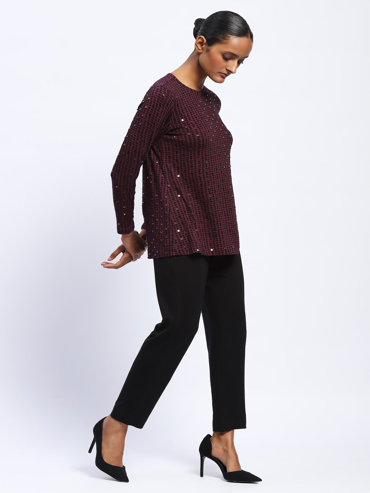 Embellished Dot Print Top
