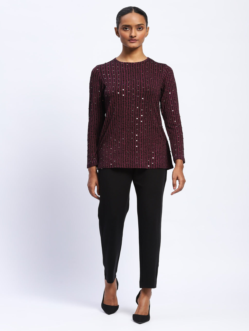 Embellished Dot Print Top