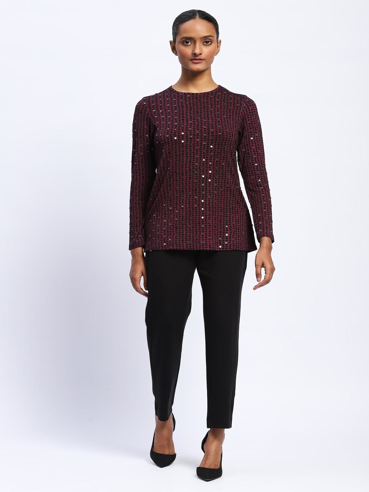 Embellished Dot Print Top