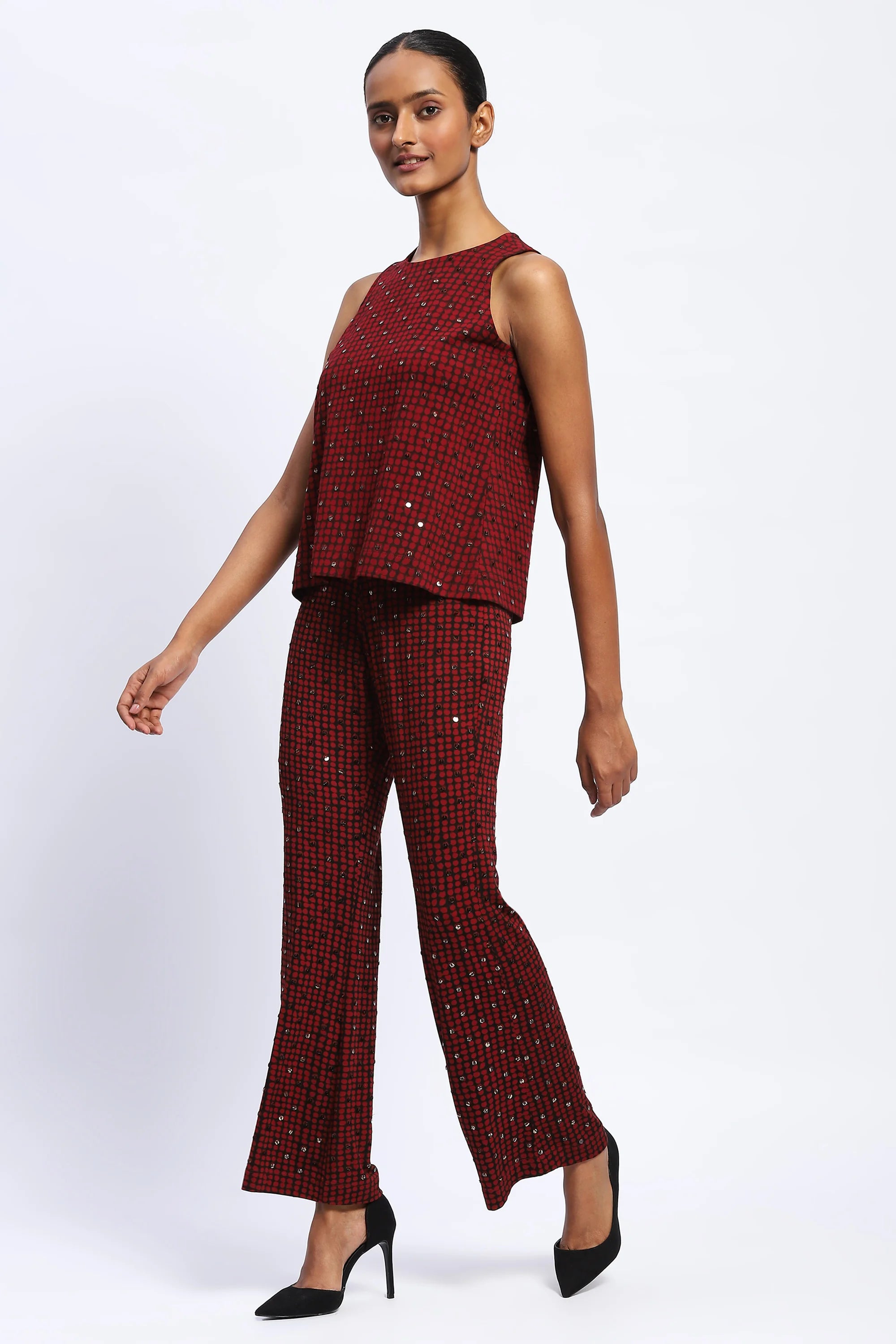 Embellished Dot Print Top