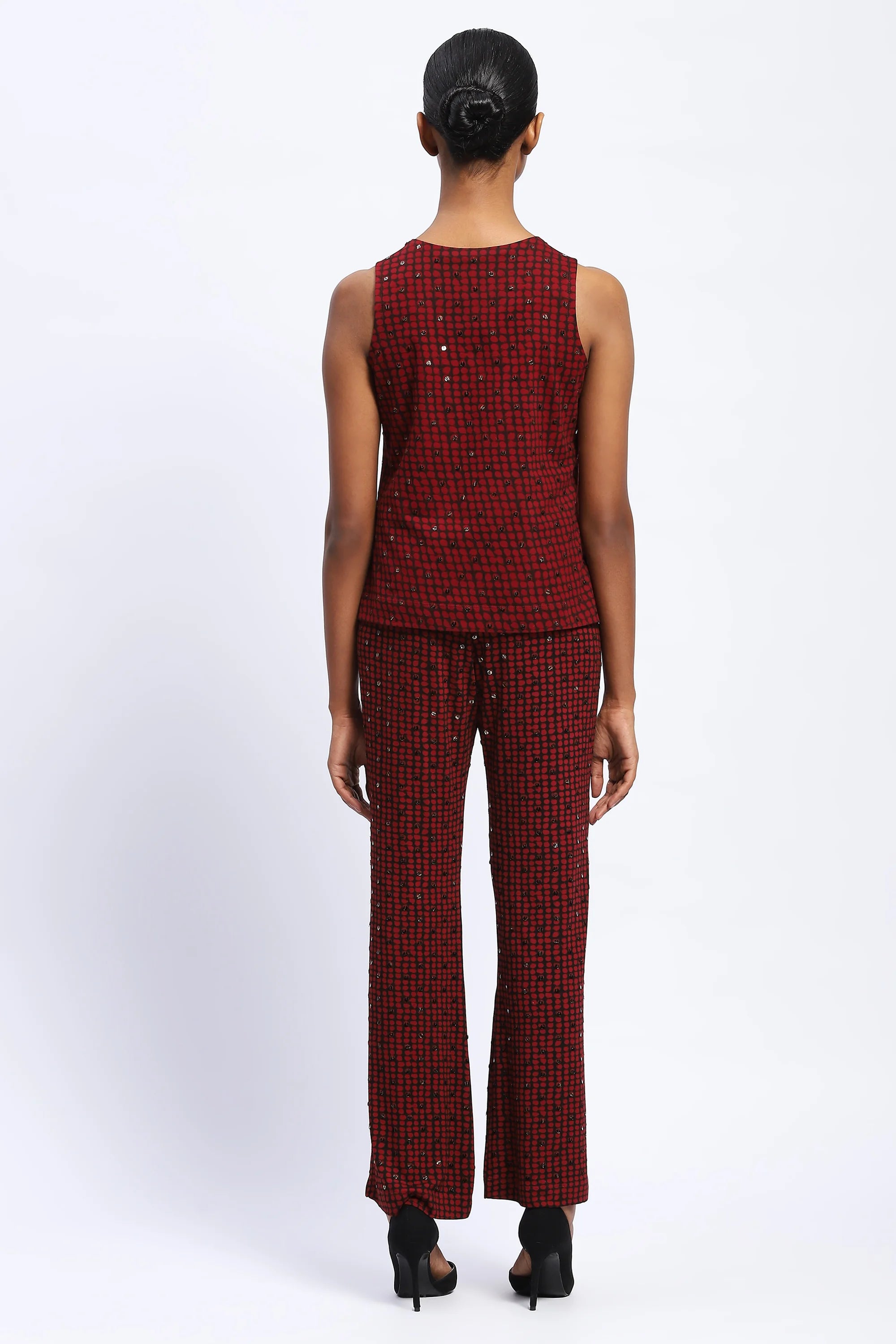Embellished Dot Print Top